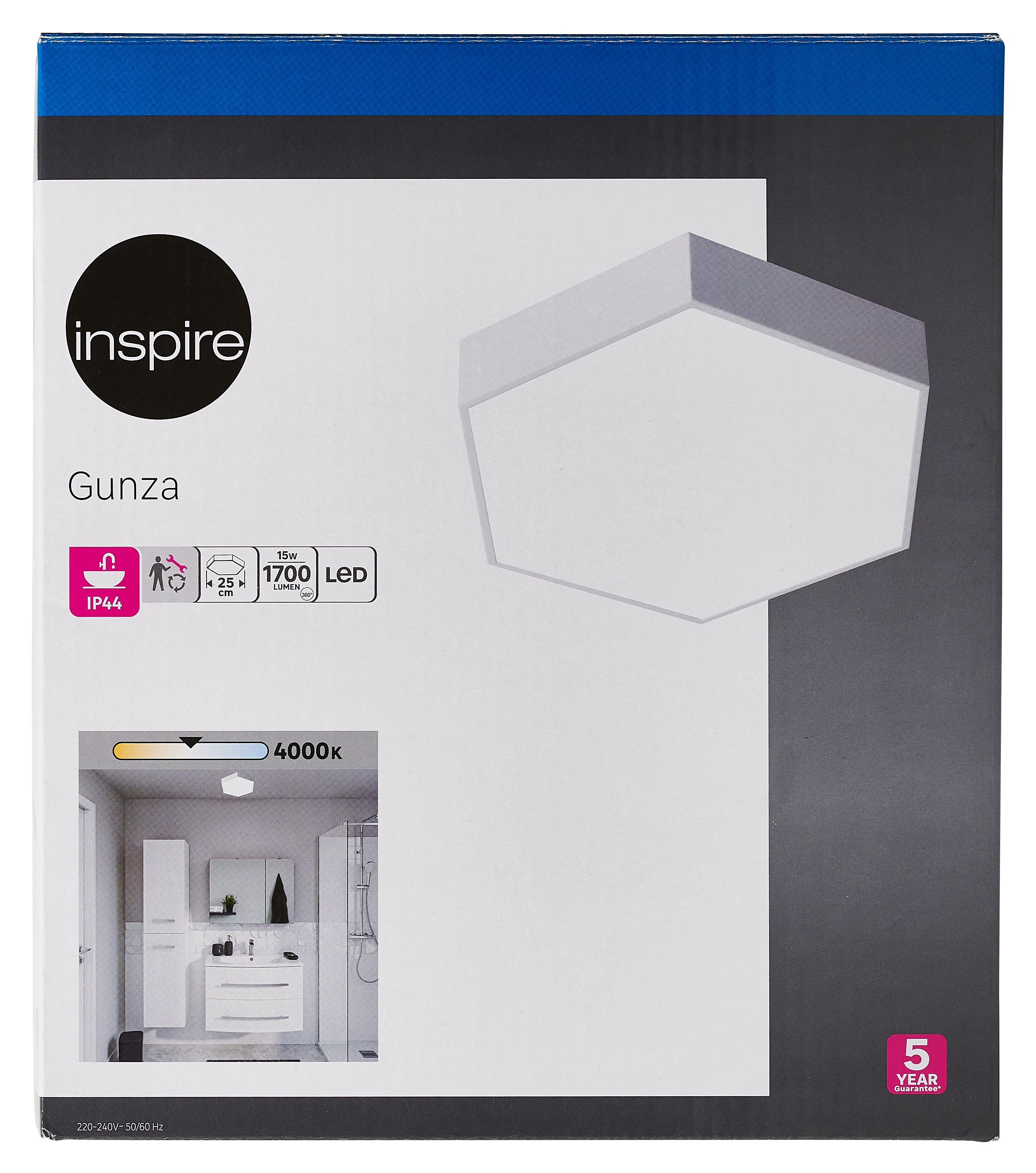 Plafon Gunza biały śr. 25 cm IP44 LED Inspire - 7