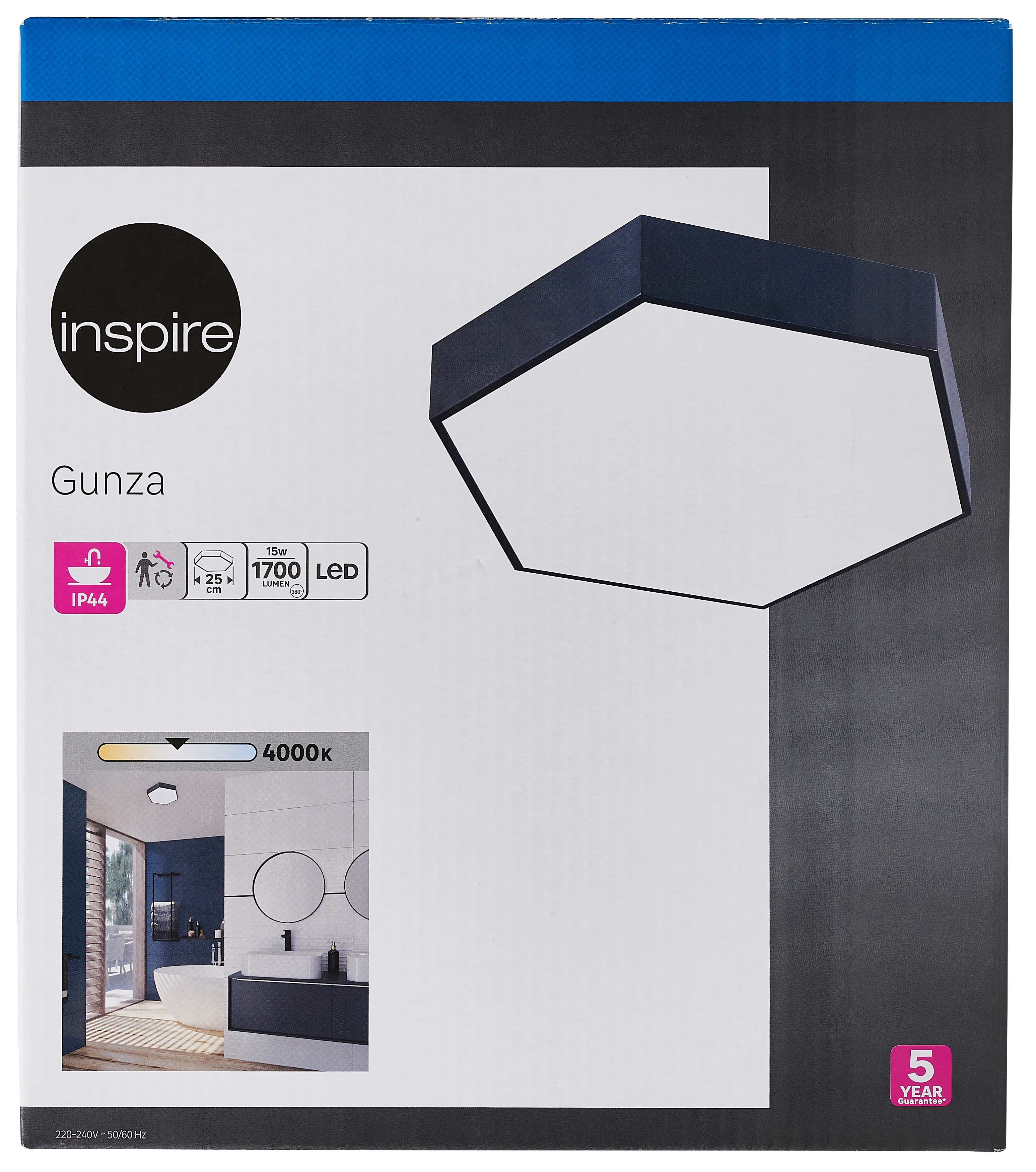 Plafon Gunza czarny śr. 25 cm 1700 lm IP44 LED Inspire - 8