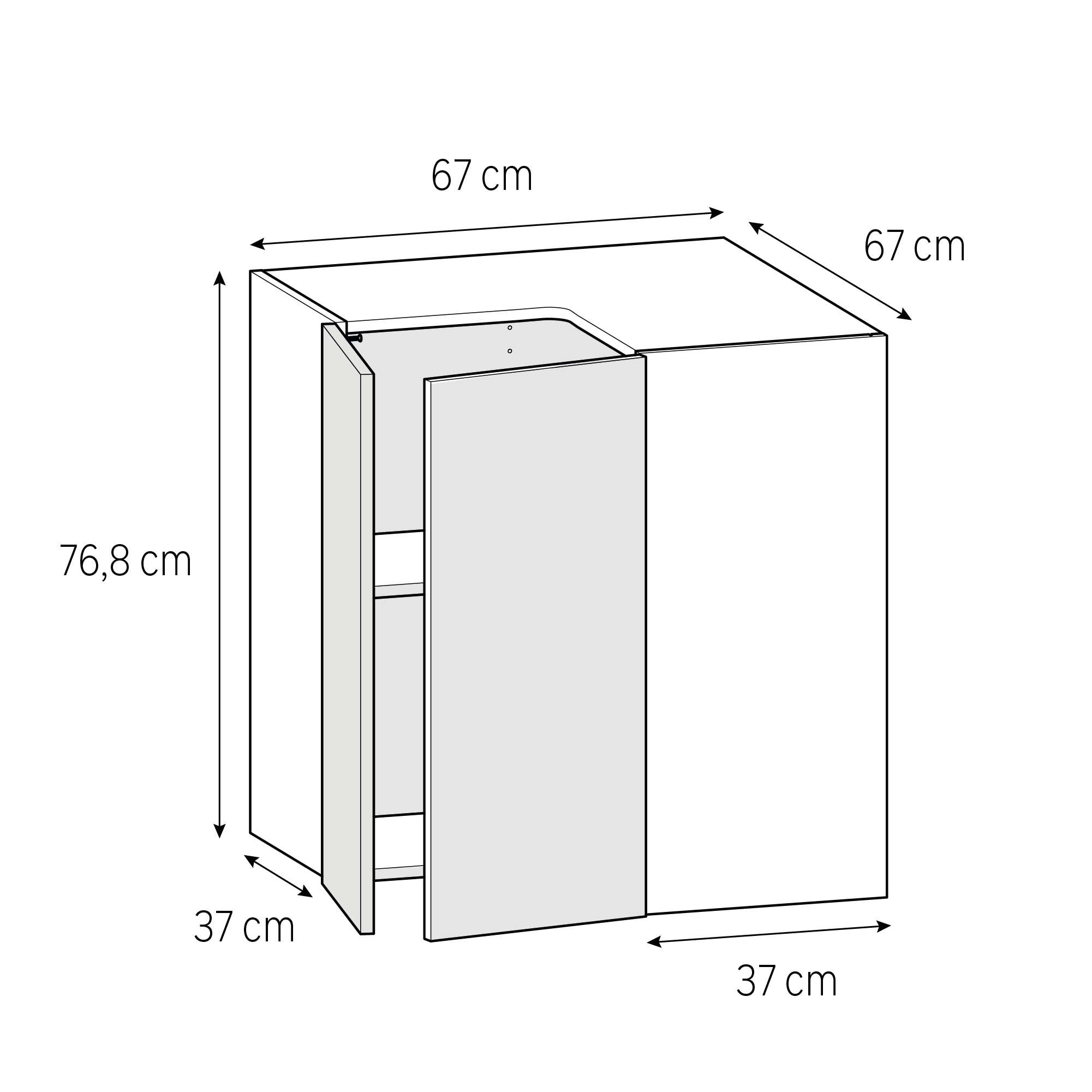 Mueble alto rincón de cocina Delinia ID Tokyo blanco brillo 76,8 cm - 2