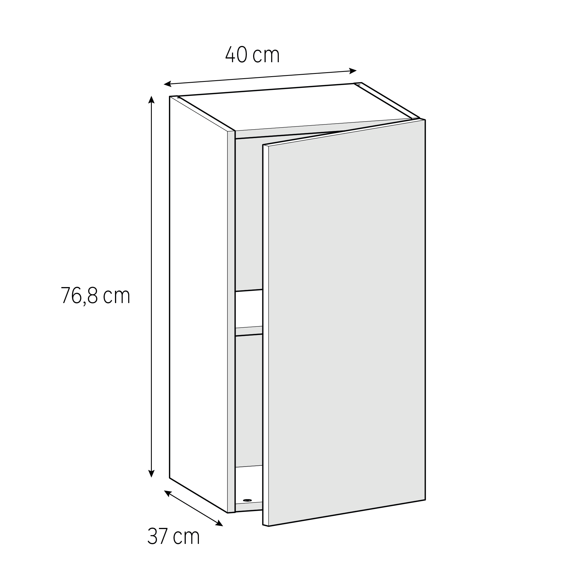 Mueble alto cocina Delinia ID Sevilla blanco brillo 76,8x40cm una puerta - 2