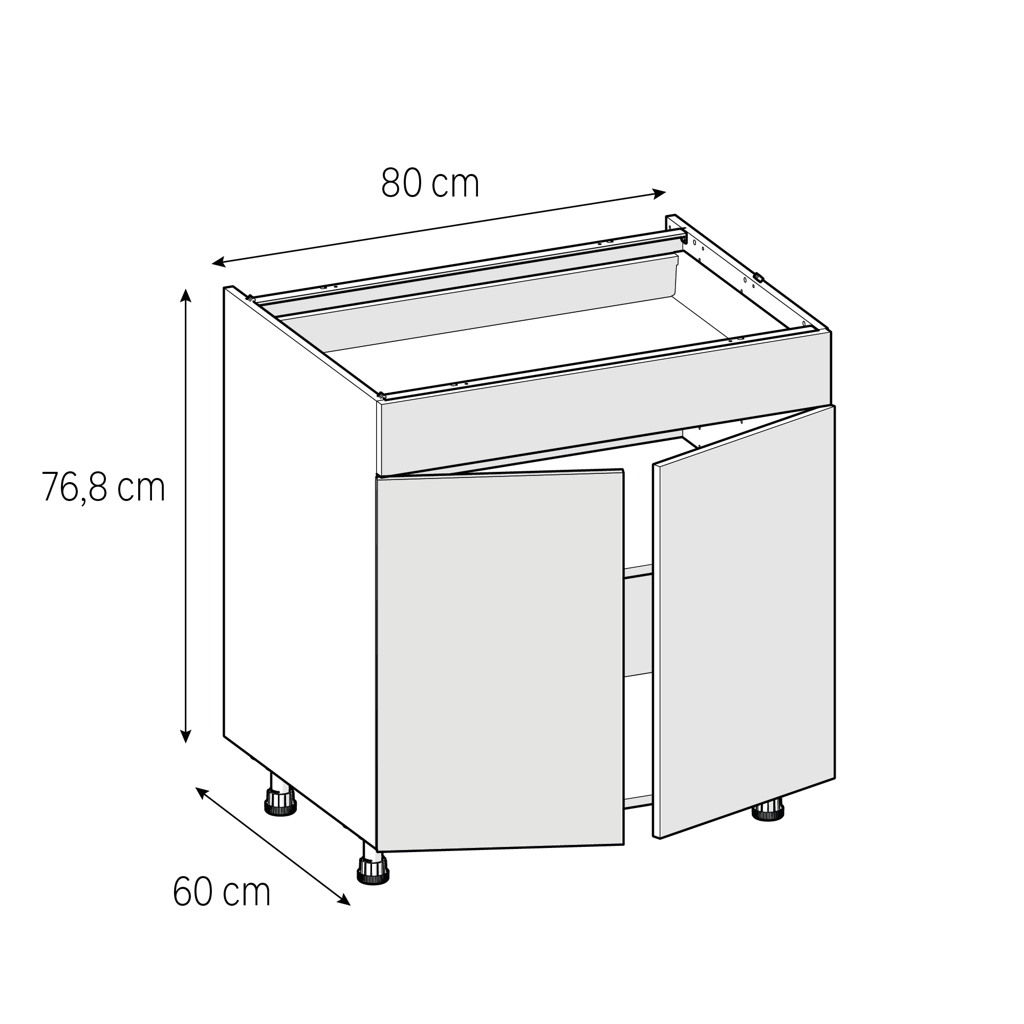 Szafka kuchenna kompletna Vienne 80 cm szara 1 szuflada Delinia iD - 3