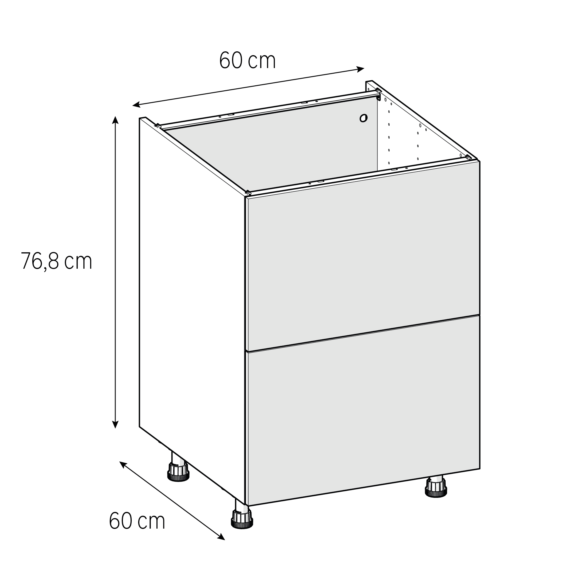 Szafka kuchenna kompletna Vienne 60 cm len 2 szuflady Delinia iD - 3