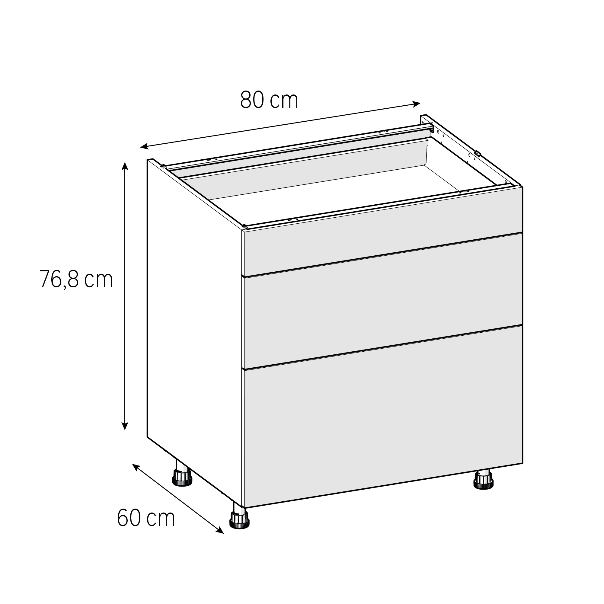 Szafka kuchenna kompletna Vienne 80 cm szara 3 szuflady Delinia iD - 3