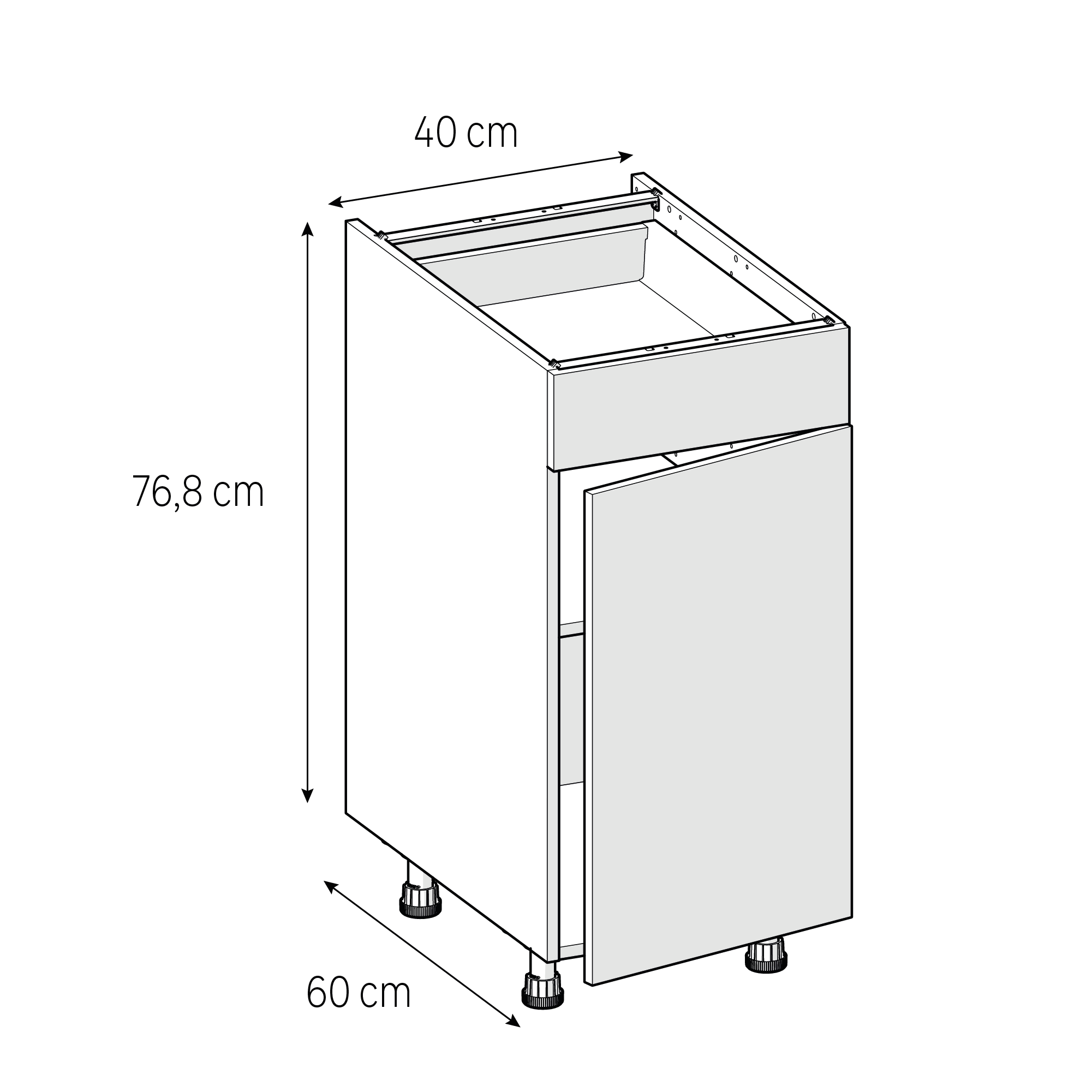 Szafka kuchenna kompletna Vienne 40 cm szary 1 szuflada Delinia iD - 3