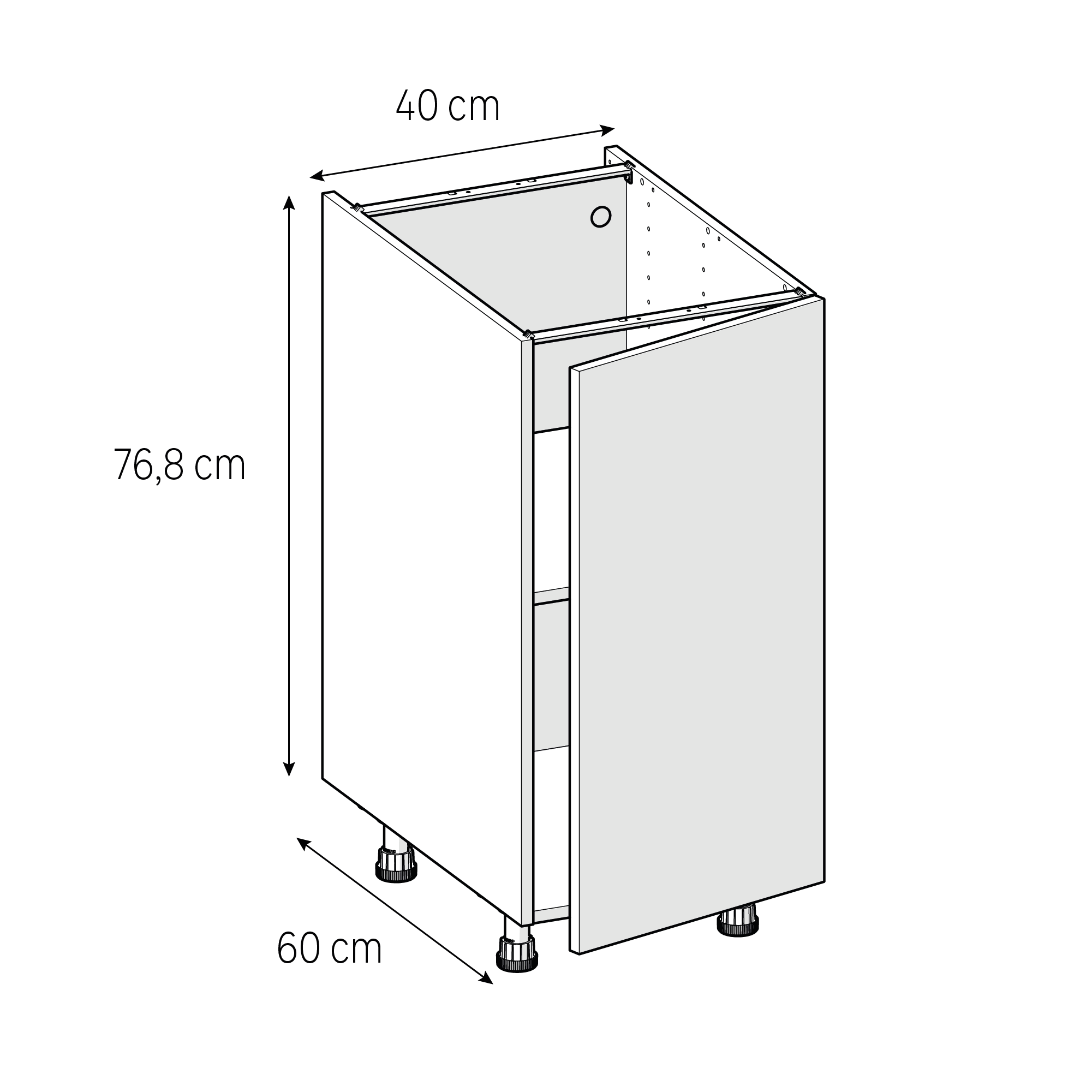 Mueble bajo de cocina Delinia ID Tokyo blanco brillo 76,8X40 cm 1PTA - 2