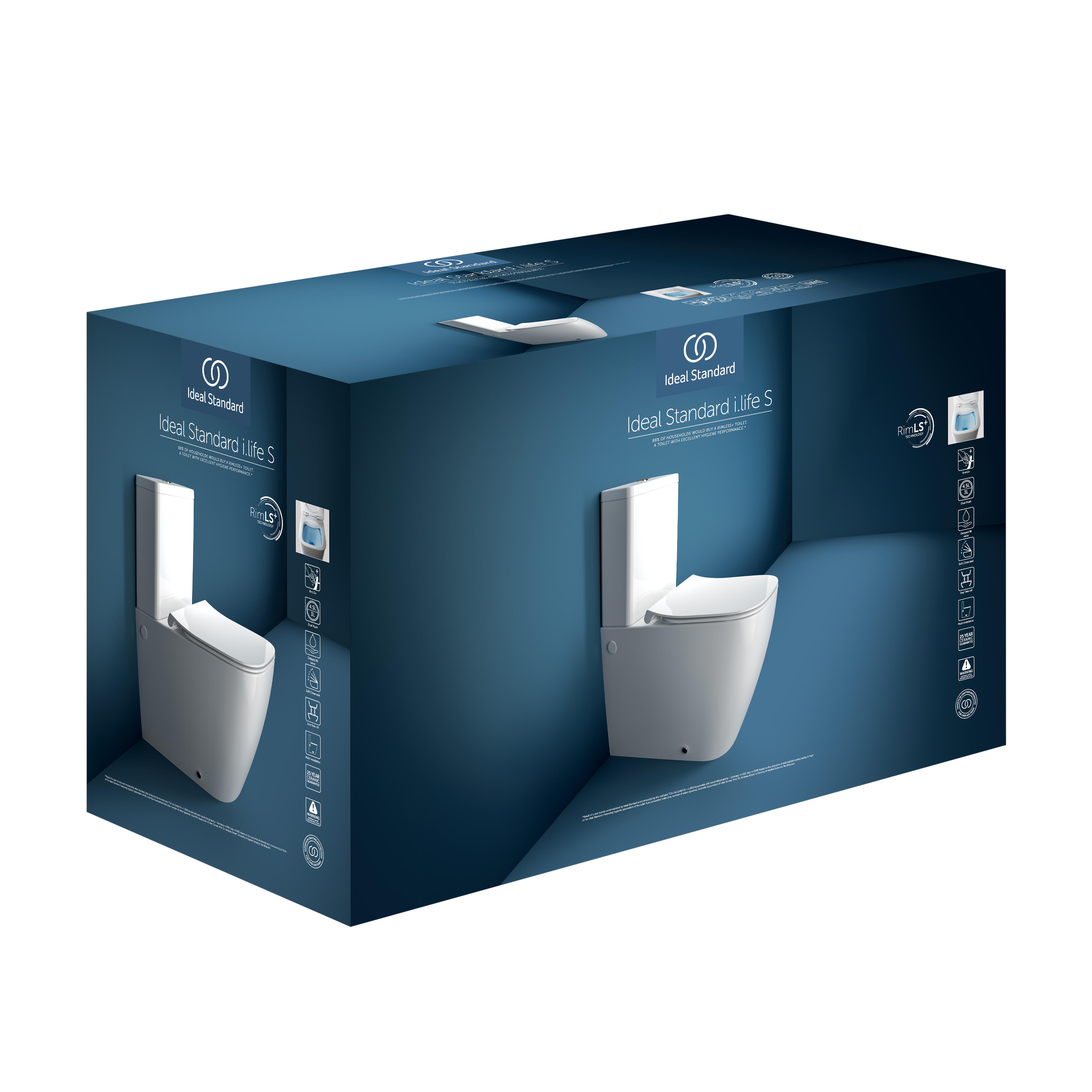 Pack sanita ao chão rimless branco saída horizontal 3/4.5 l Ideal Standard ILIFE S - 8