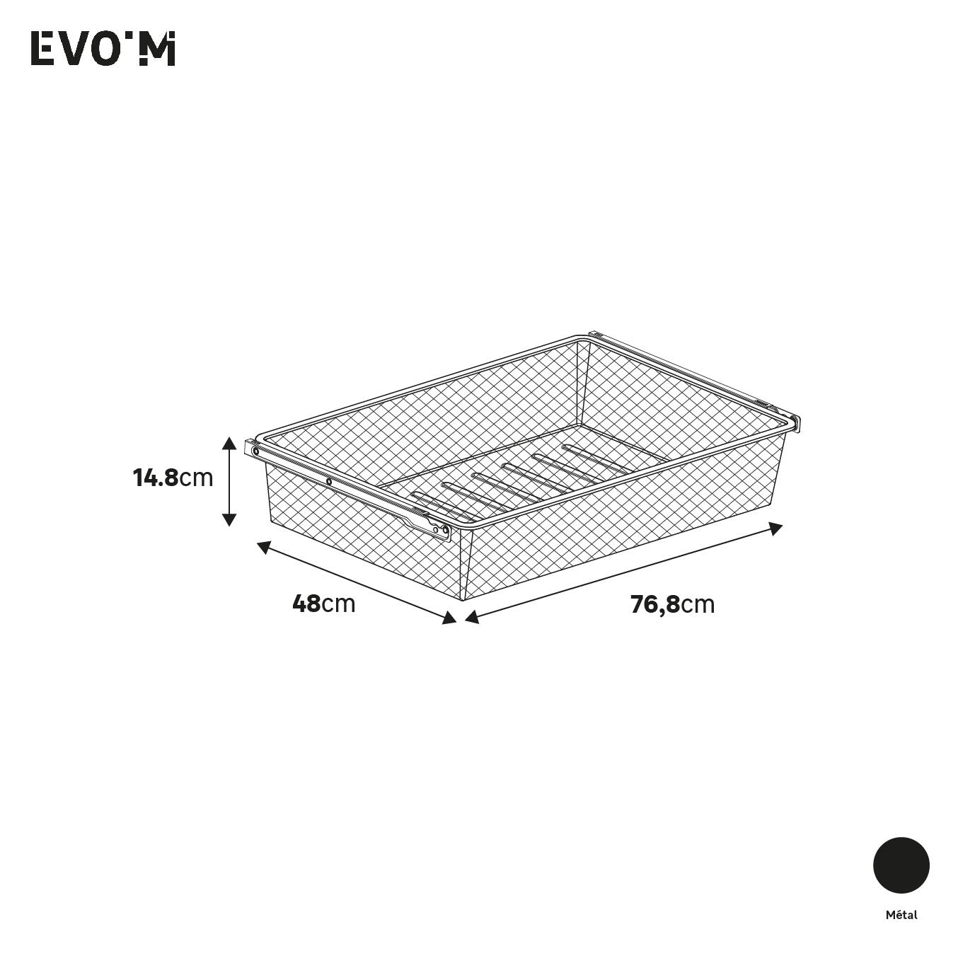 Cesto extraível deslizante para roupeiro preto 80x54 cm Spaceo Evo'M - 4