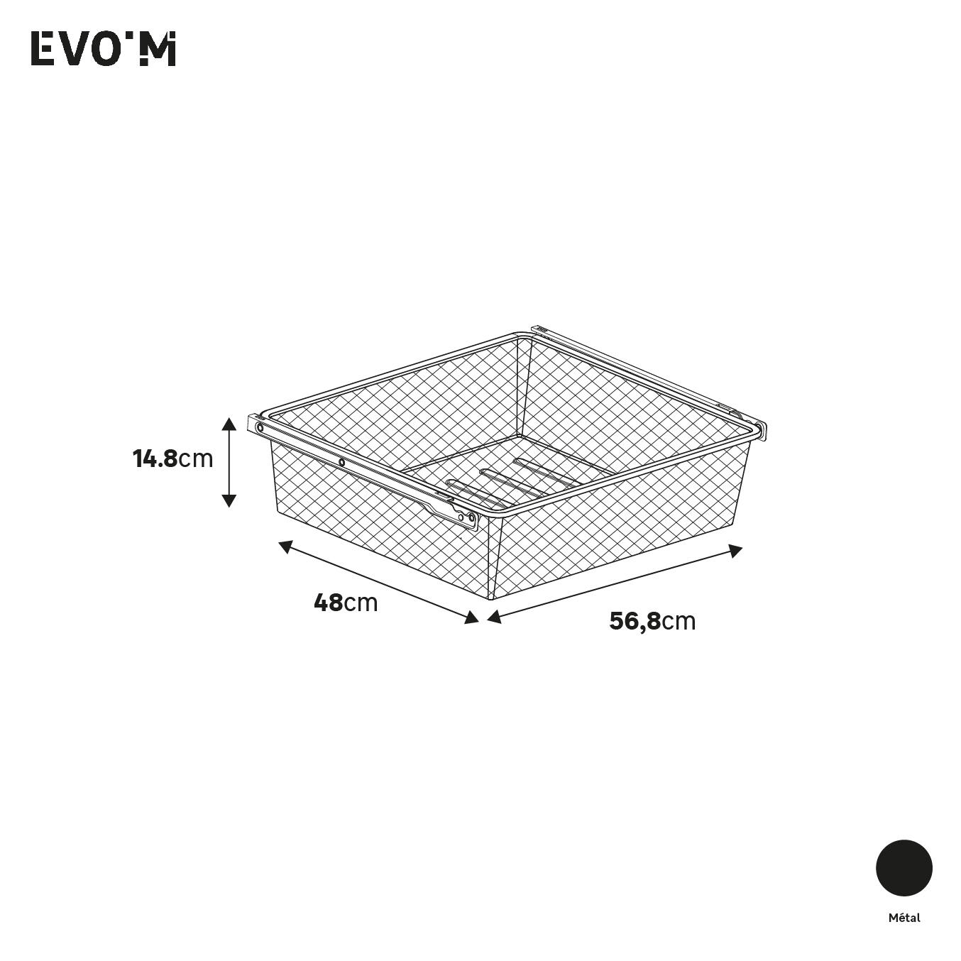 Panier coulissant pour caisson SPACEO Evo'M Mesh noir H.14.8 x l.56.8 x P.48 cm - 2