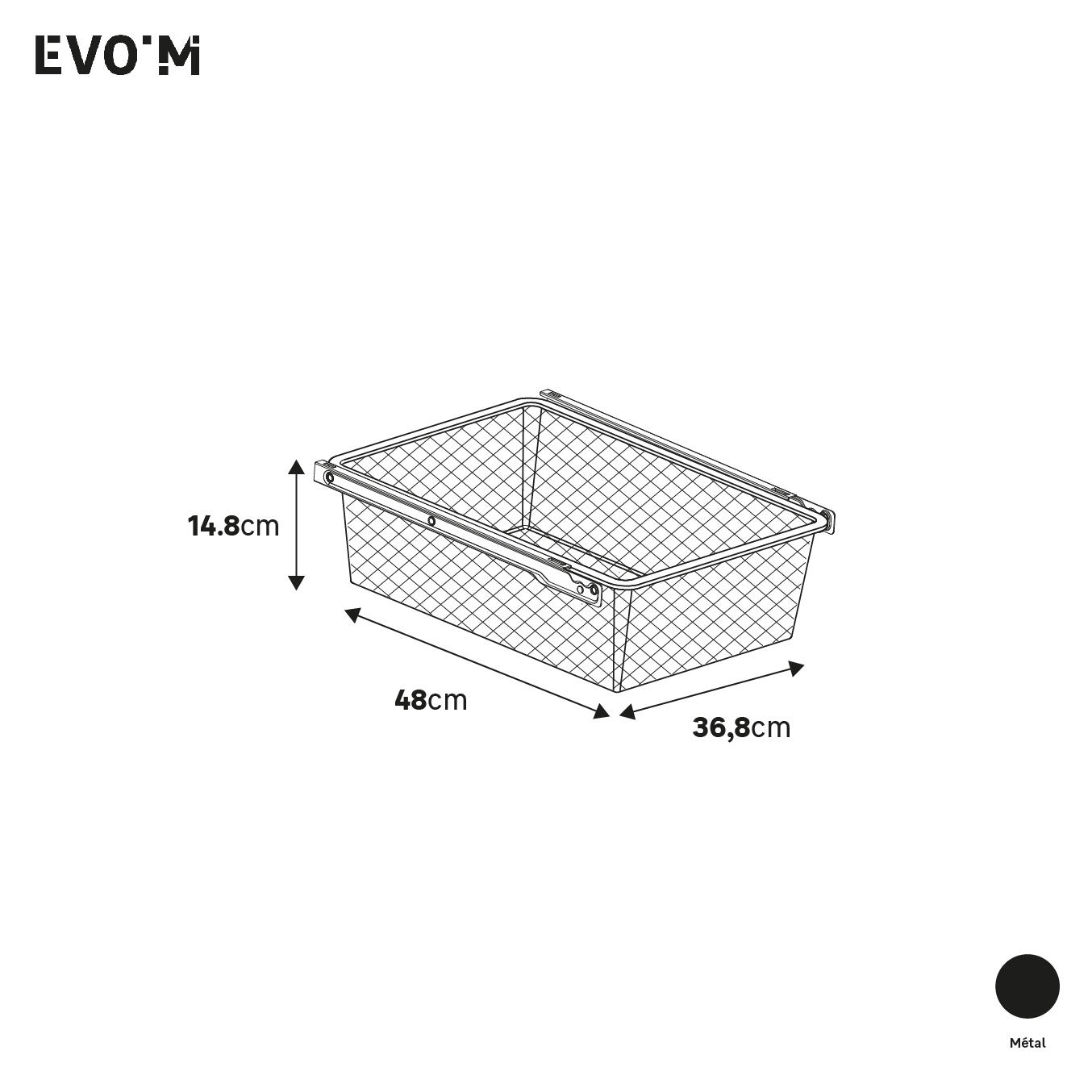 Panier coulissant pour caisson SPACEO Evo'M Mesh noir H.14.8 x l.36.8 x P.48 cm - 2