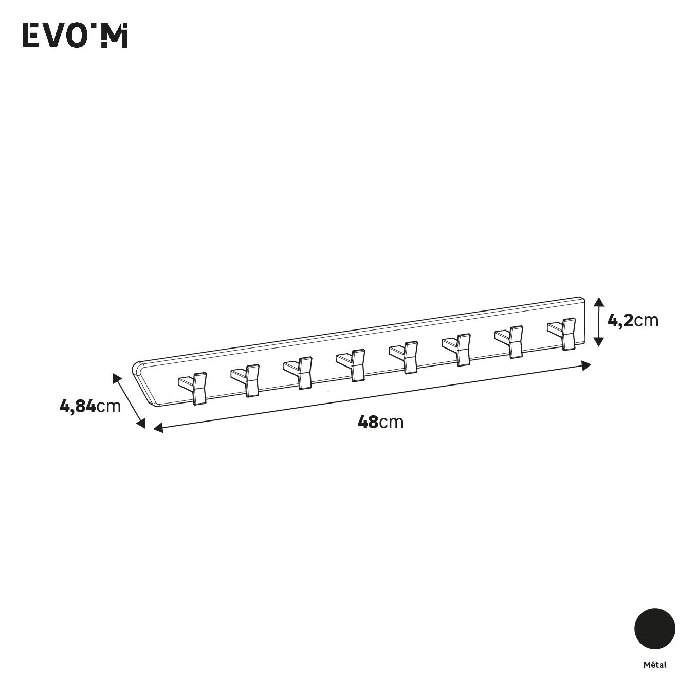 Porta cabides extraível com 8 ganchos preto Spaceo Evo'M - 6