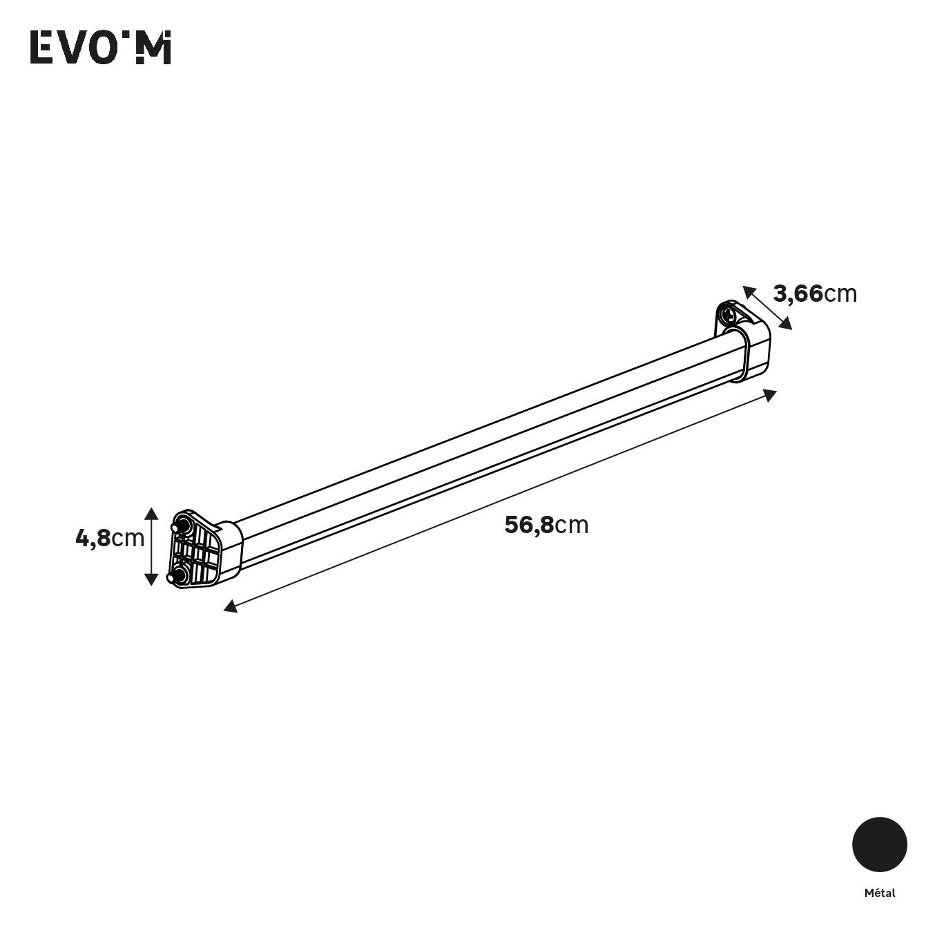 Conjunto varão e suportes para roupeiro preto 60 cm Spaceo Evo'M - 6