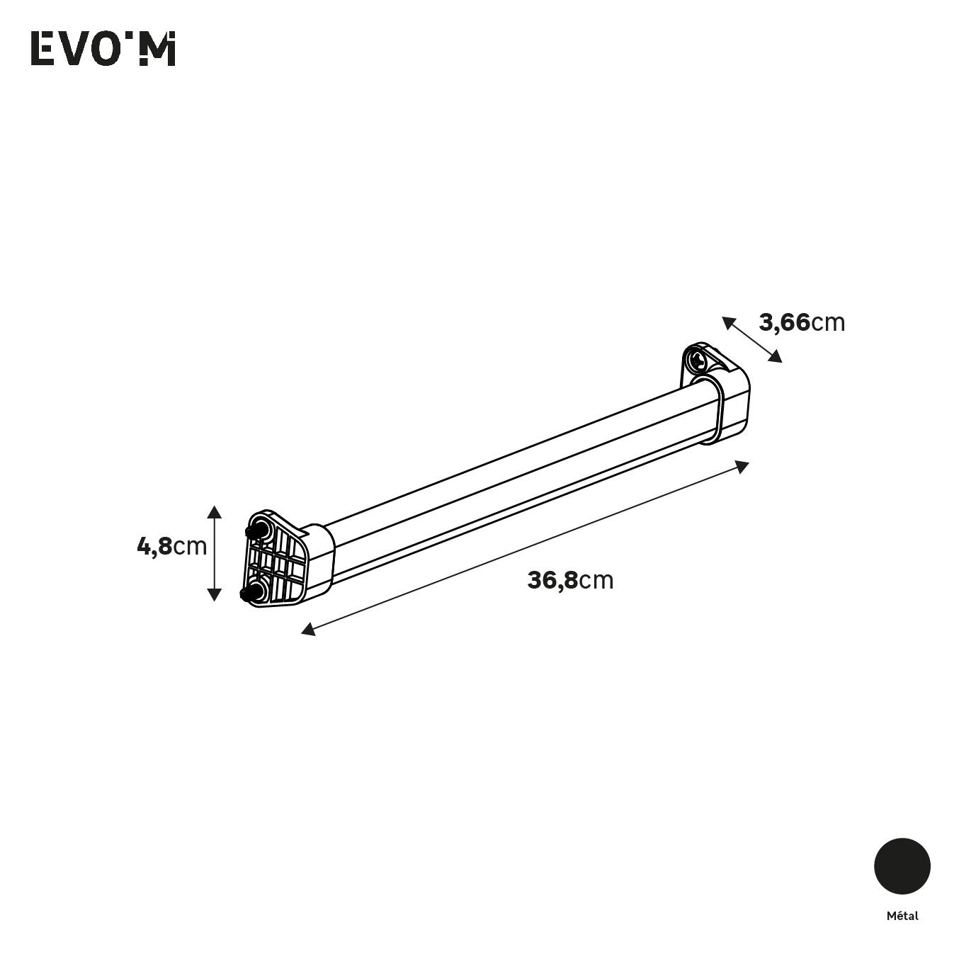 Kit barre de penderie et supports SPACEO Evo'M noir pour caisson L.40 cm - 2