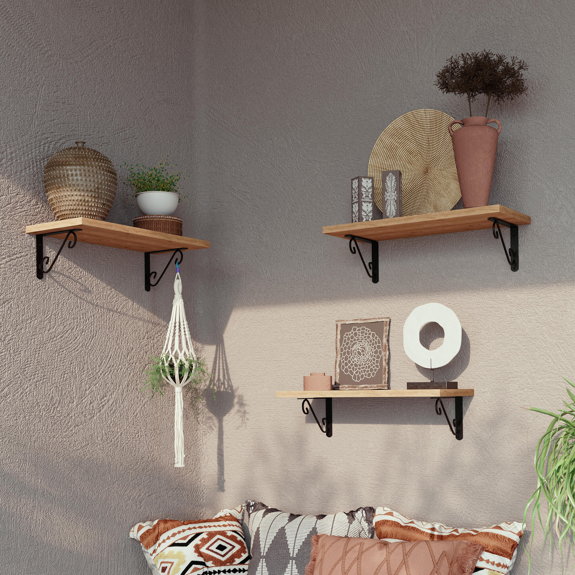 Suporte para prateleira decorativo preto 20x15 cm 30 kg Volute - 2