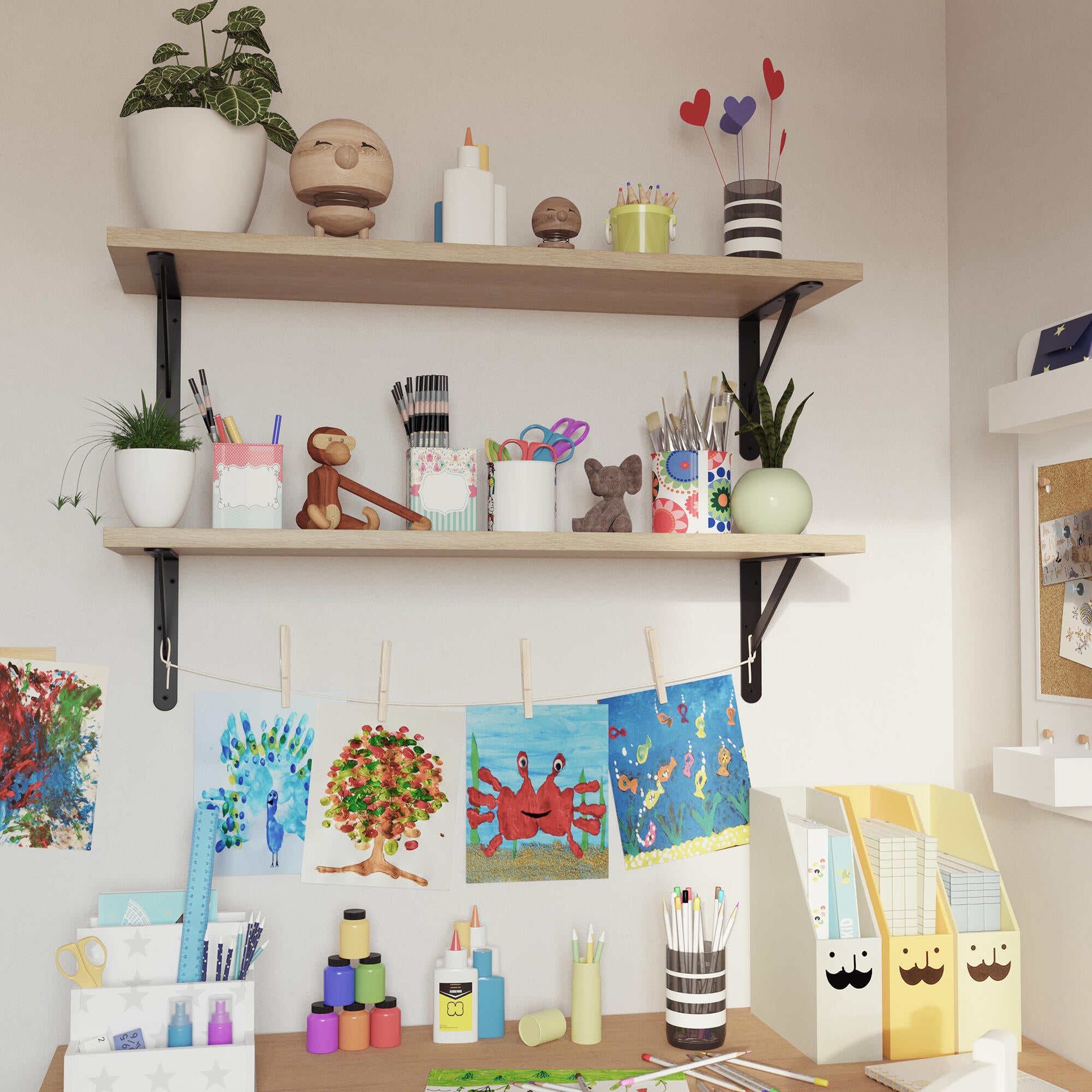 Suporte para prateleira reforçado aço preto 20,5x25 cm 35 kg Dolmen - 3