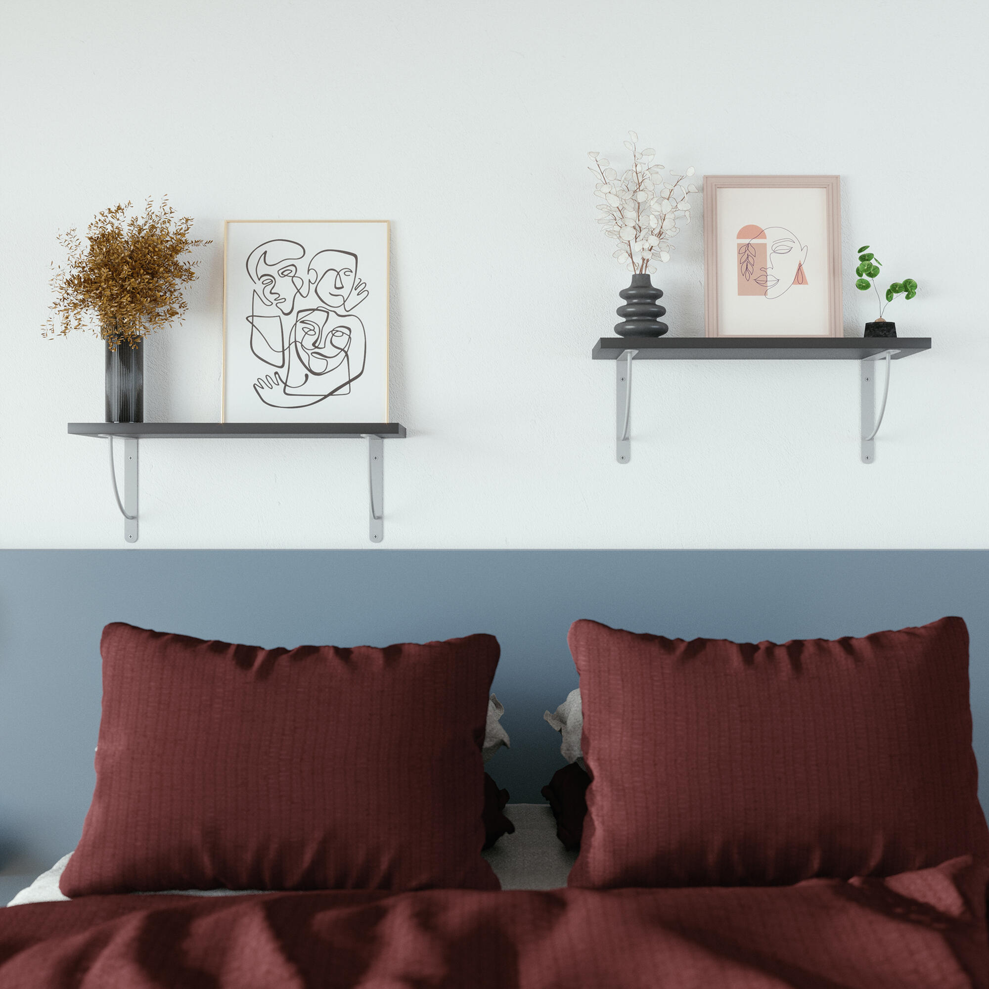 Equerre Bi bop acier peint gris, H.23 x P.23 cm - 2