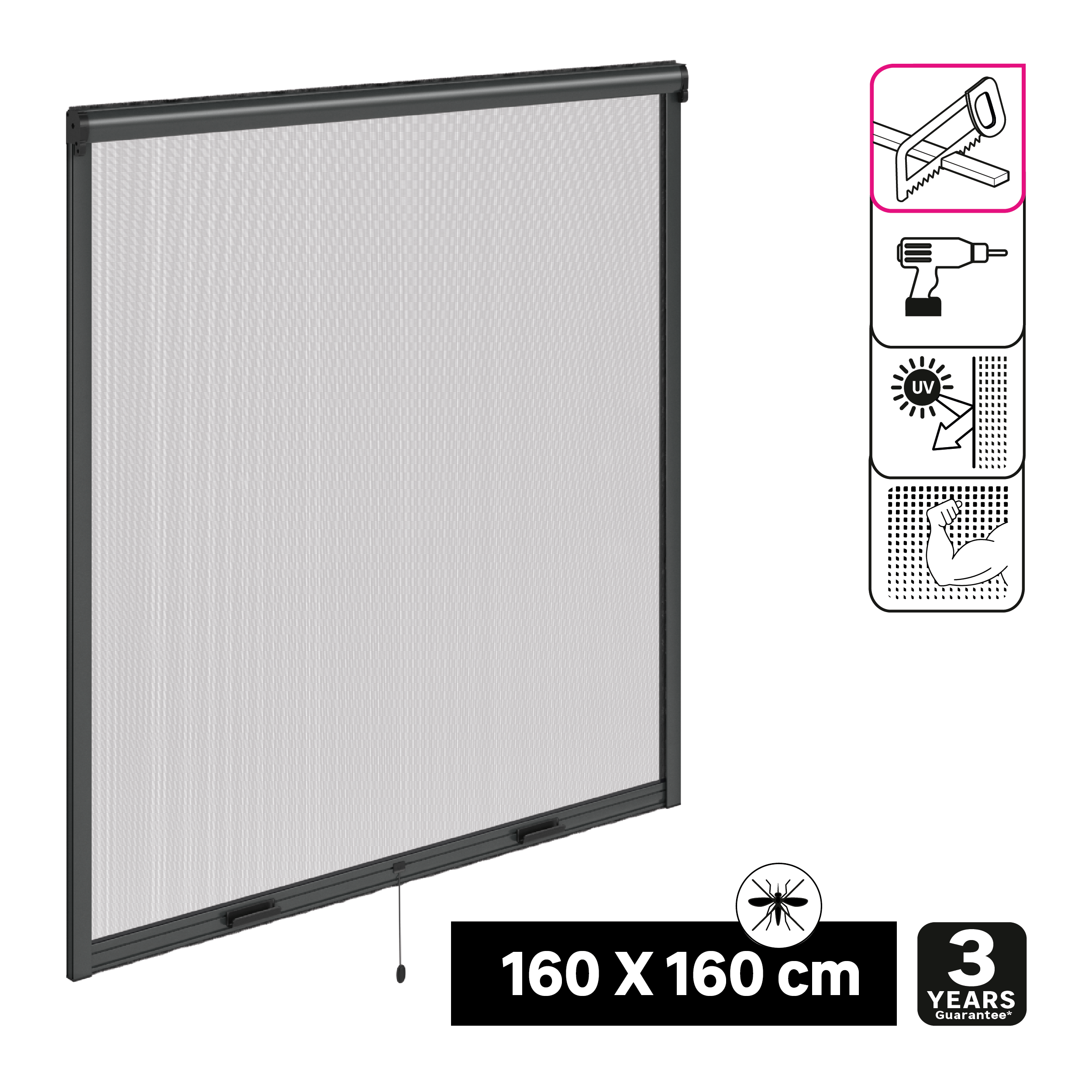 Moustiquaire 160x160 cm à enroulement vertical pour fenêtre ISOXA alu gris - 2