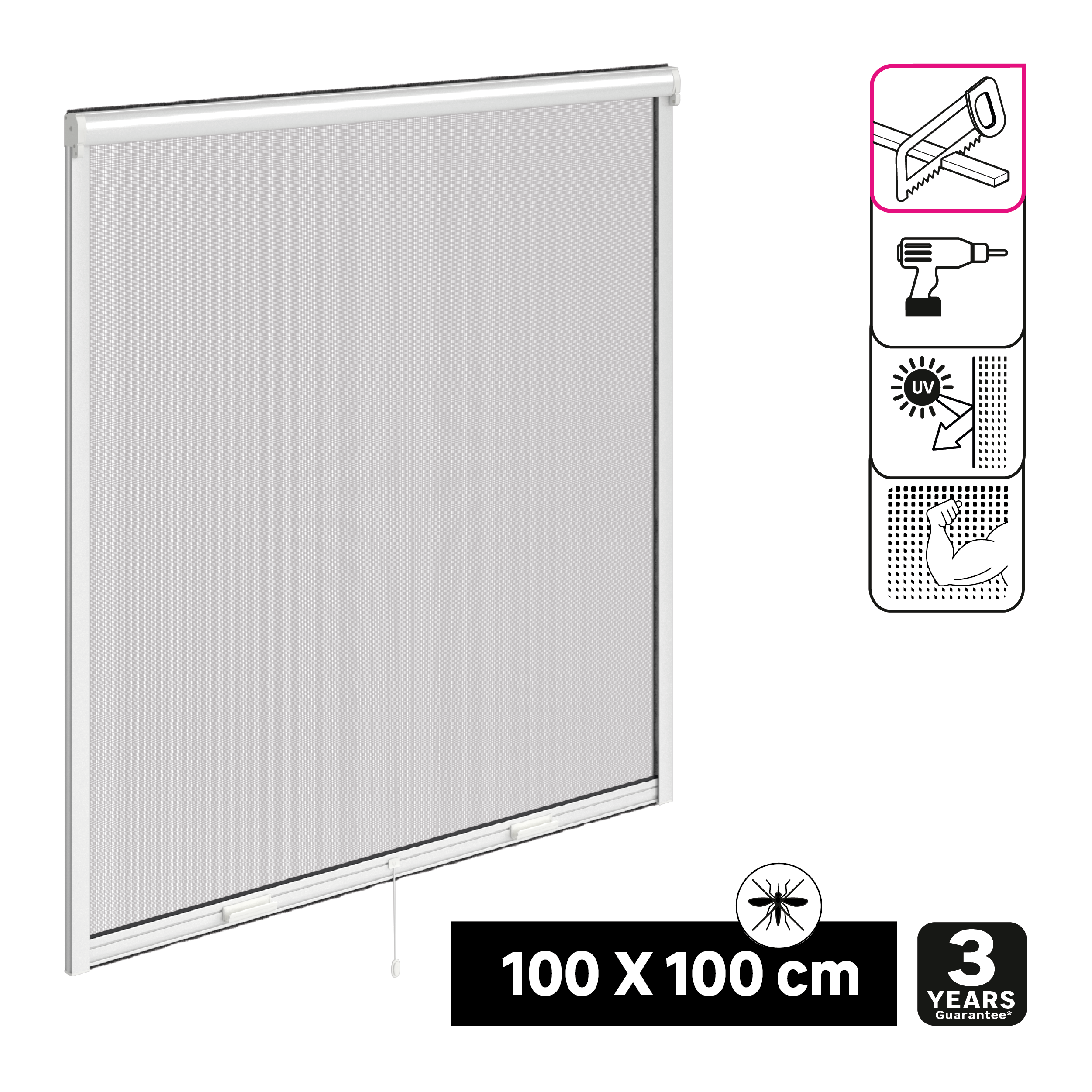 Rede mosquiteira rolante para janela Isoxa 100X100 cm branco - 2