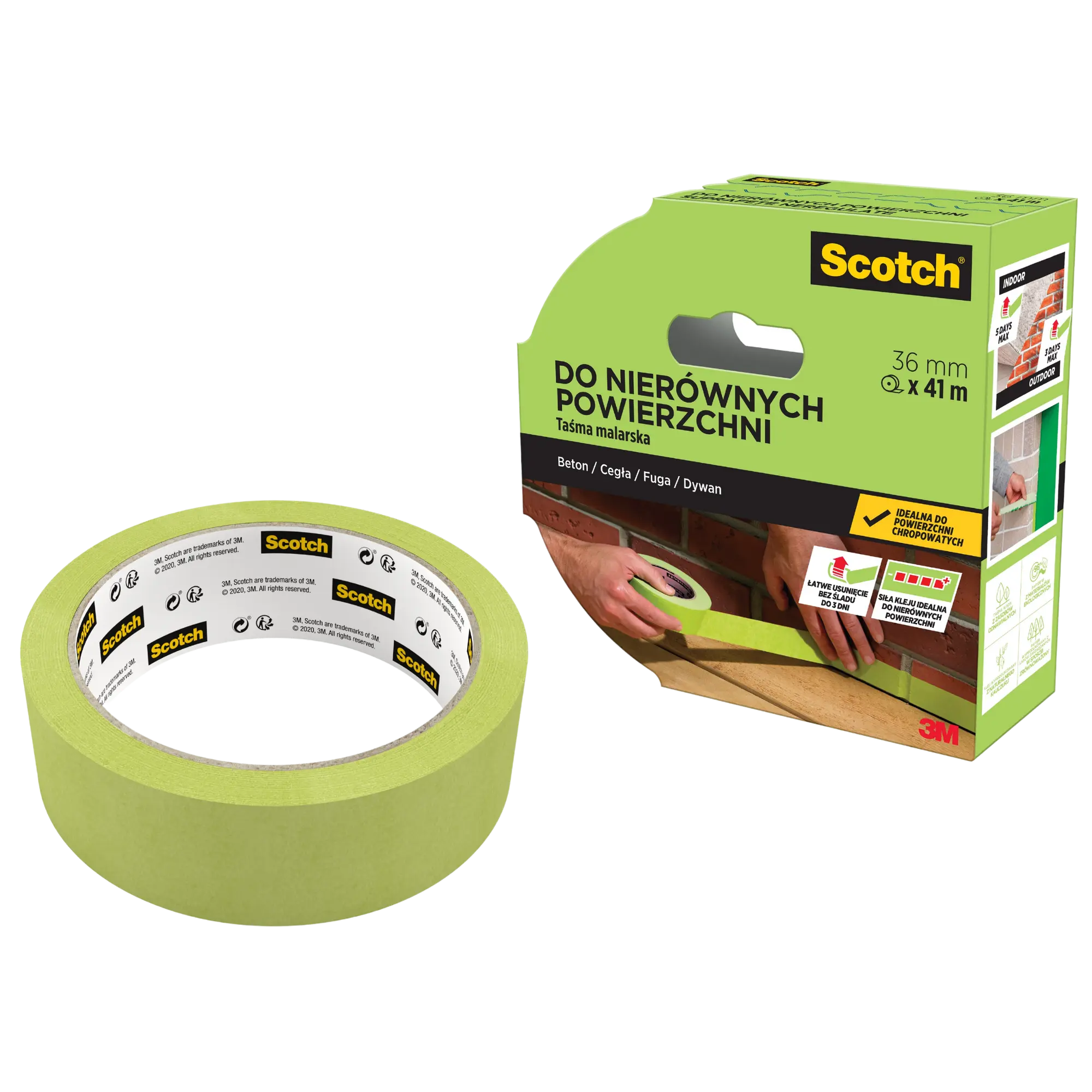 Scotch® Taśma malarska do chropowatych powierzchni Scotch® 36 mm x 41 m, 70% PEFC. - 8