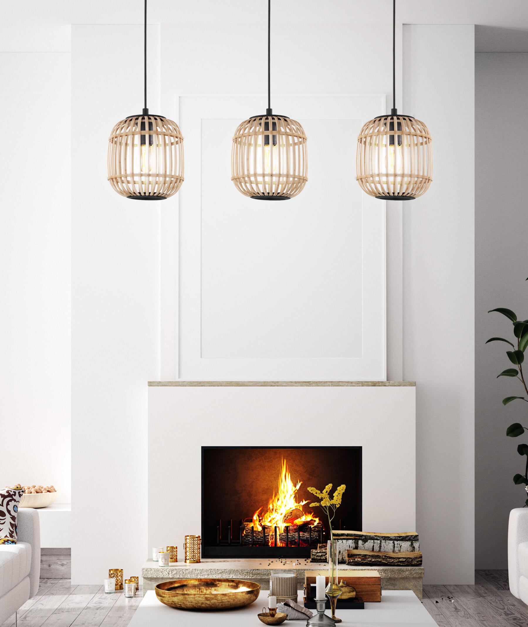 Suspension Bordesley, noir, l.91 cm, E27 - 2