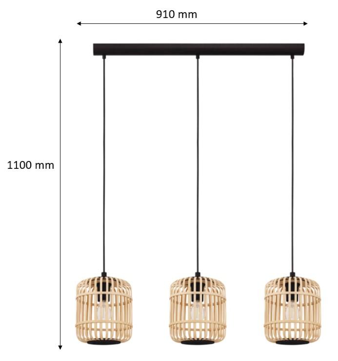 Suspension Bordesley, noir, l.91 cm, E27 - 8