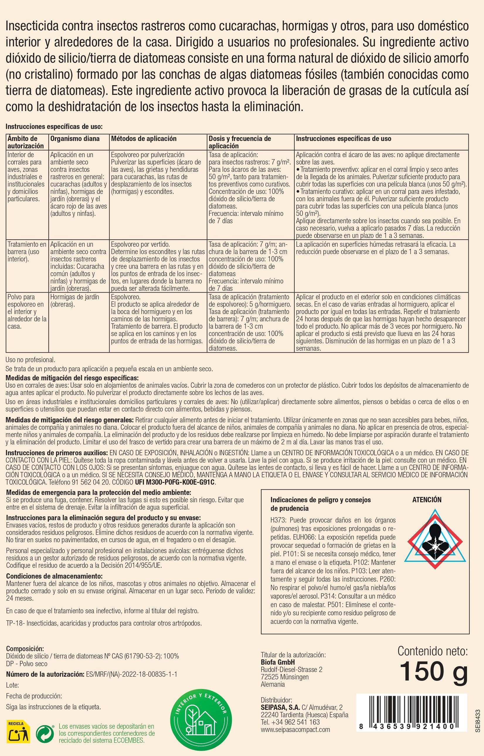 Tierra de diatomeas en polvo 150 g - 8
