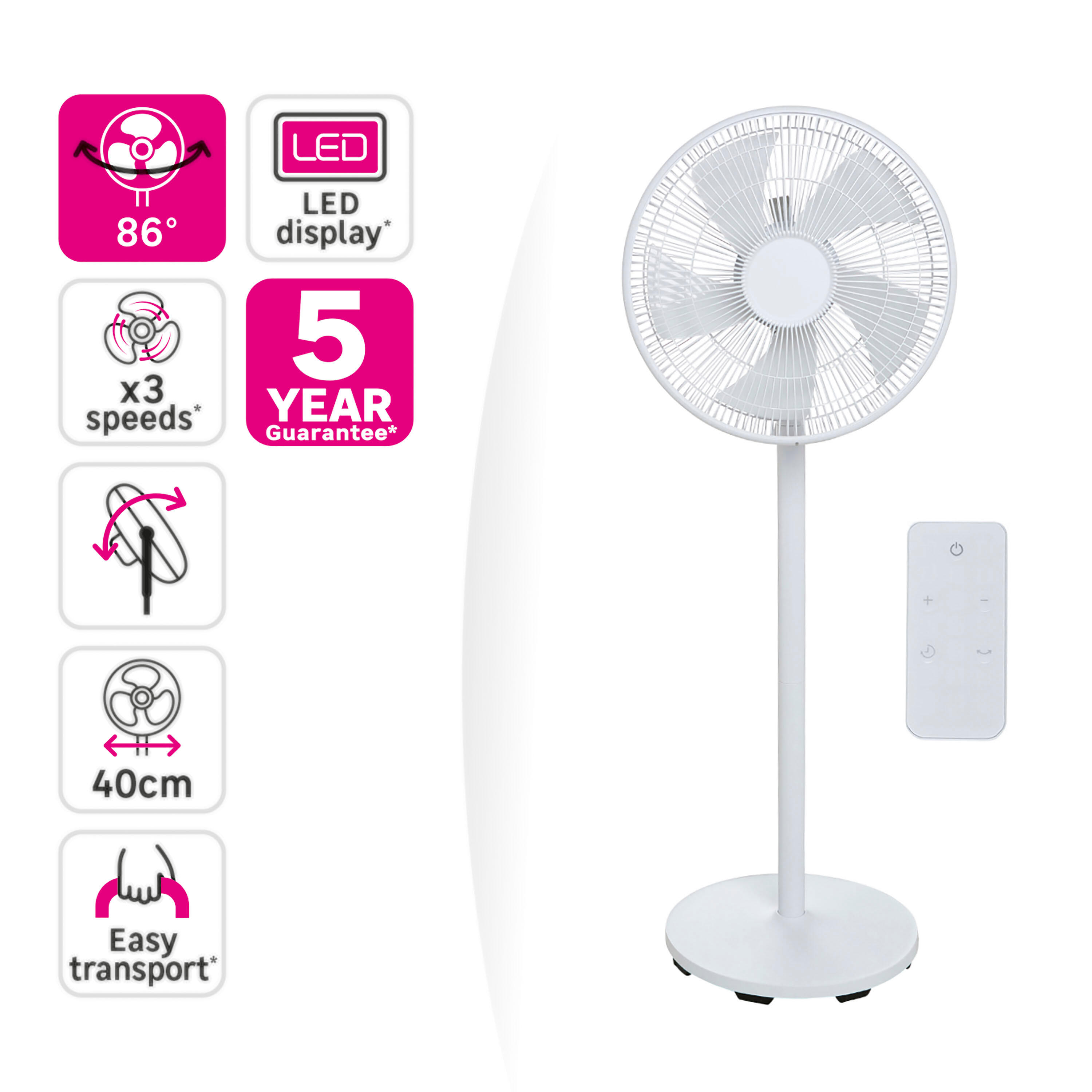 Ventilateur sur pied, EQUATION, Loft digit moteur dc blanc 50 W, D40 cm - 3