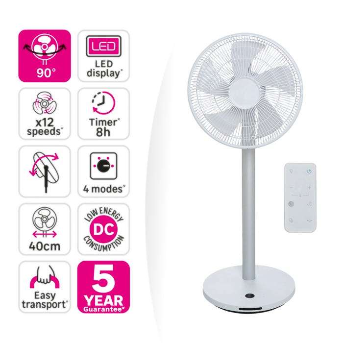 Ventilador silencioso, eficiente e com economia de energia, com temporizador e controle remoto