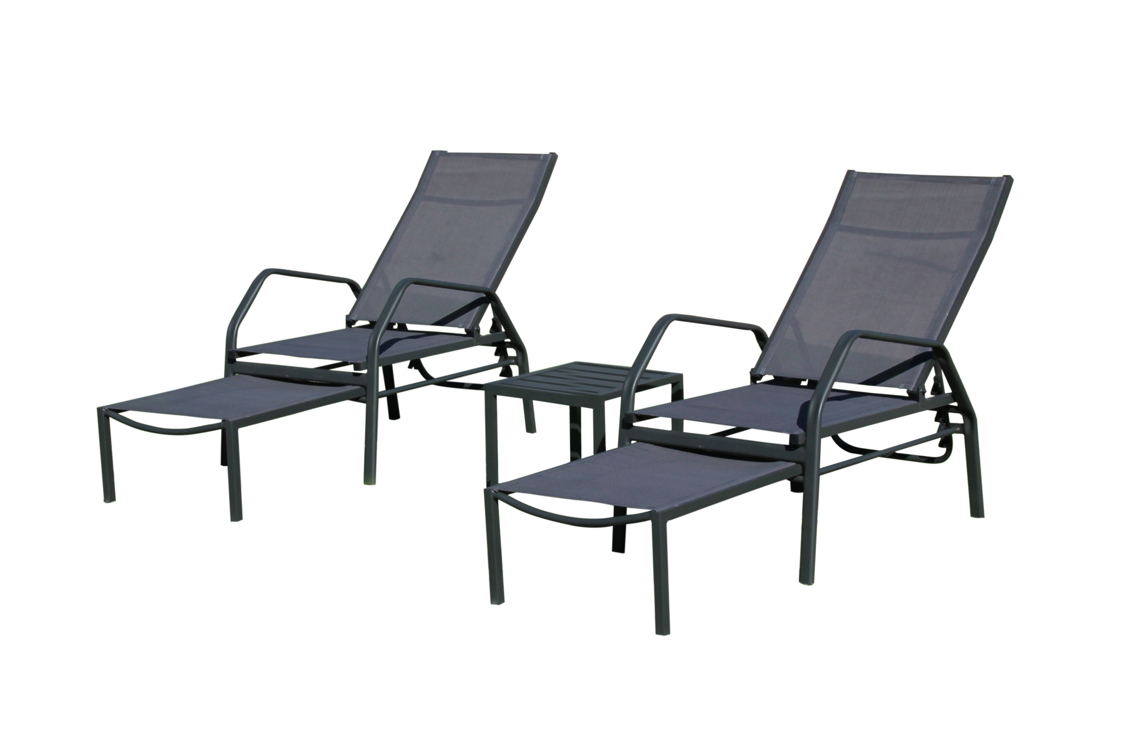 Pack de dos tumbonas de aluminio hevea de 60x95x75 cm y color antracita