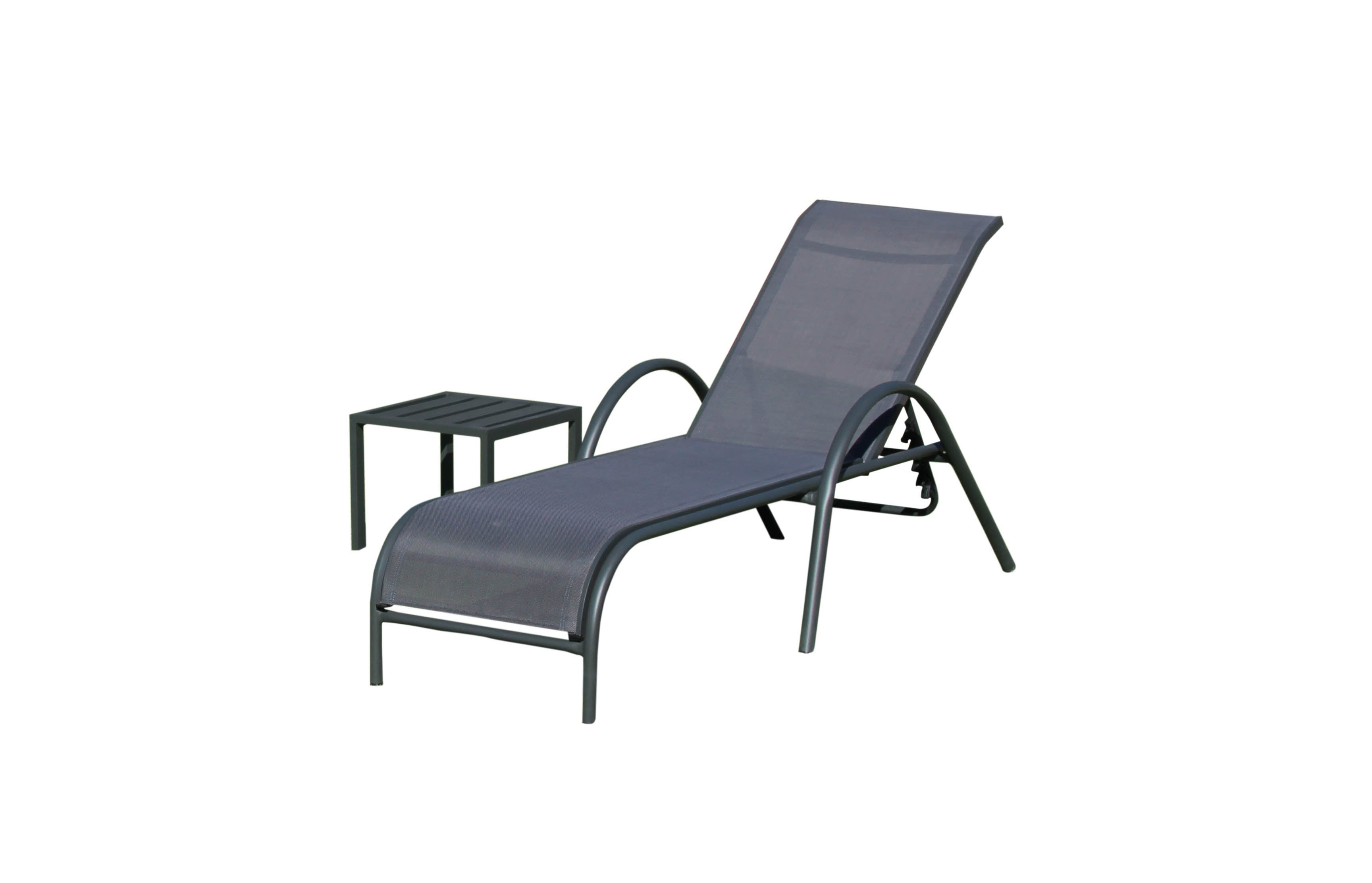 Tumbona sin cojín de jardín tumbona de alumino compuesta por estructura+textilen de aluminio negro 60x106x160 cm