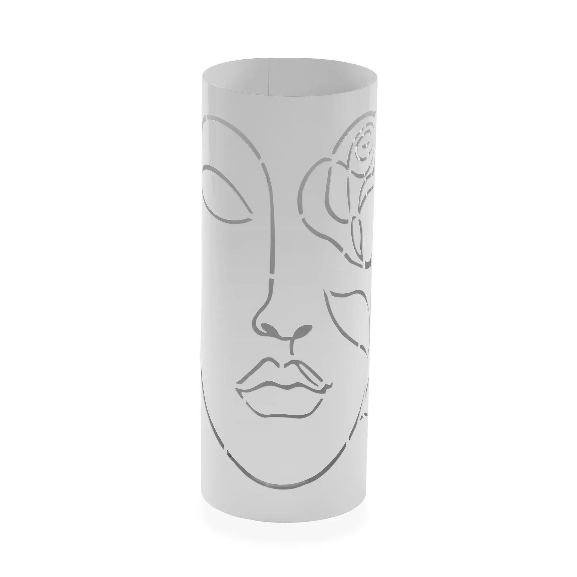 Paragüero decorativo de metal redondo blanco 15.5 x 49 x 15.5 cm
