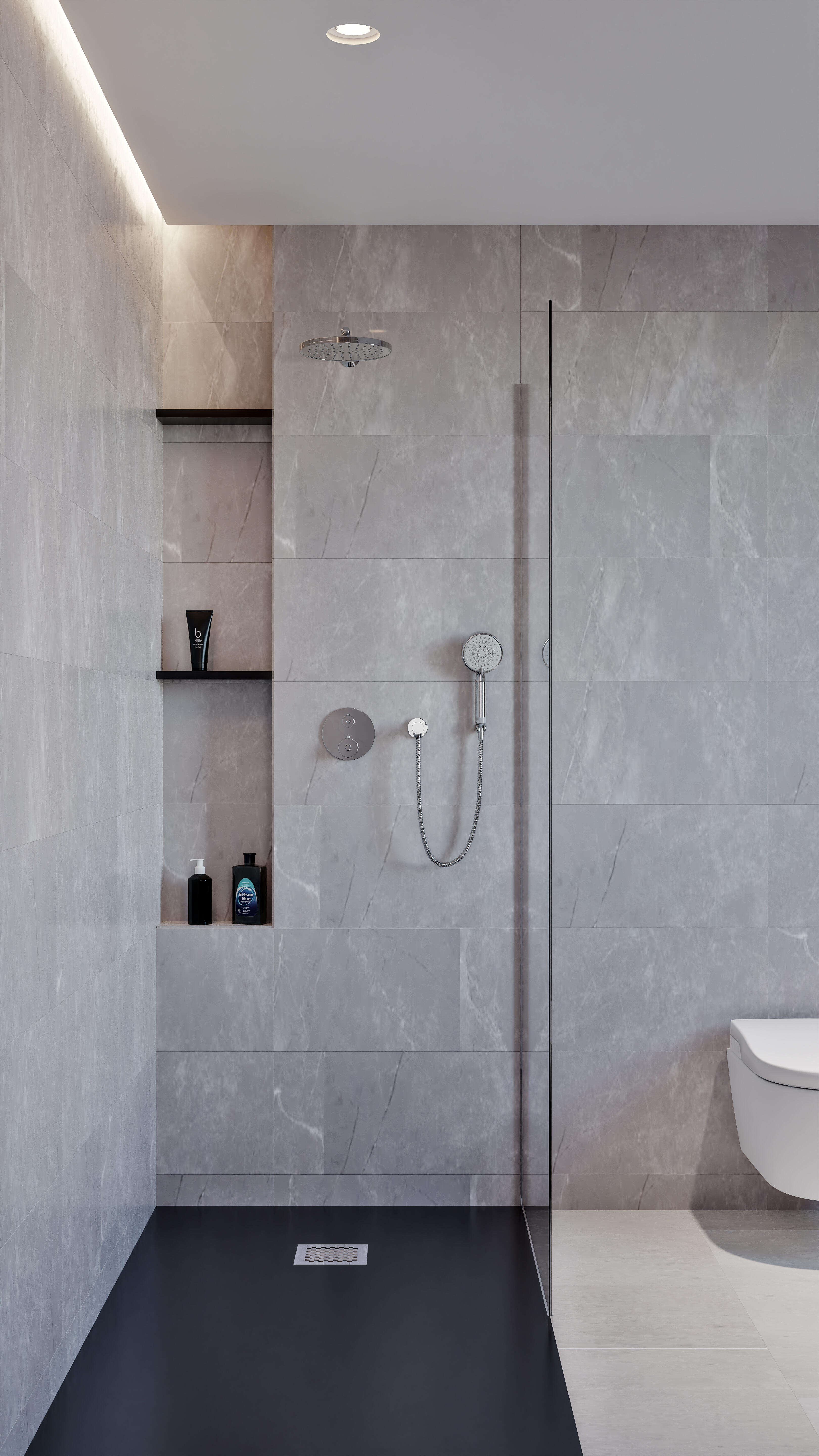 Conjunto de ducha empotrado monomando hansgrohe vernis gris / plata