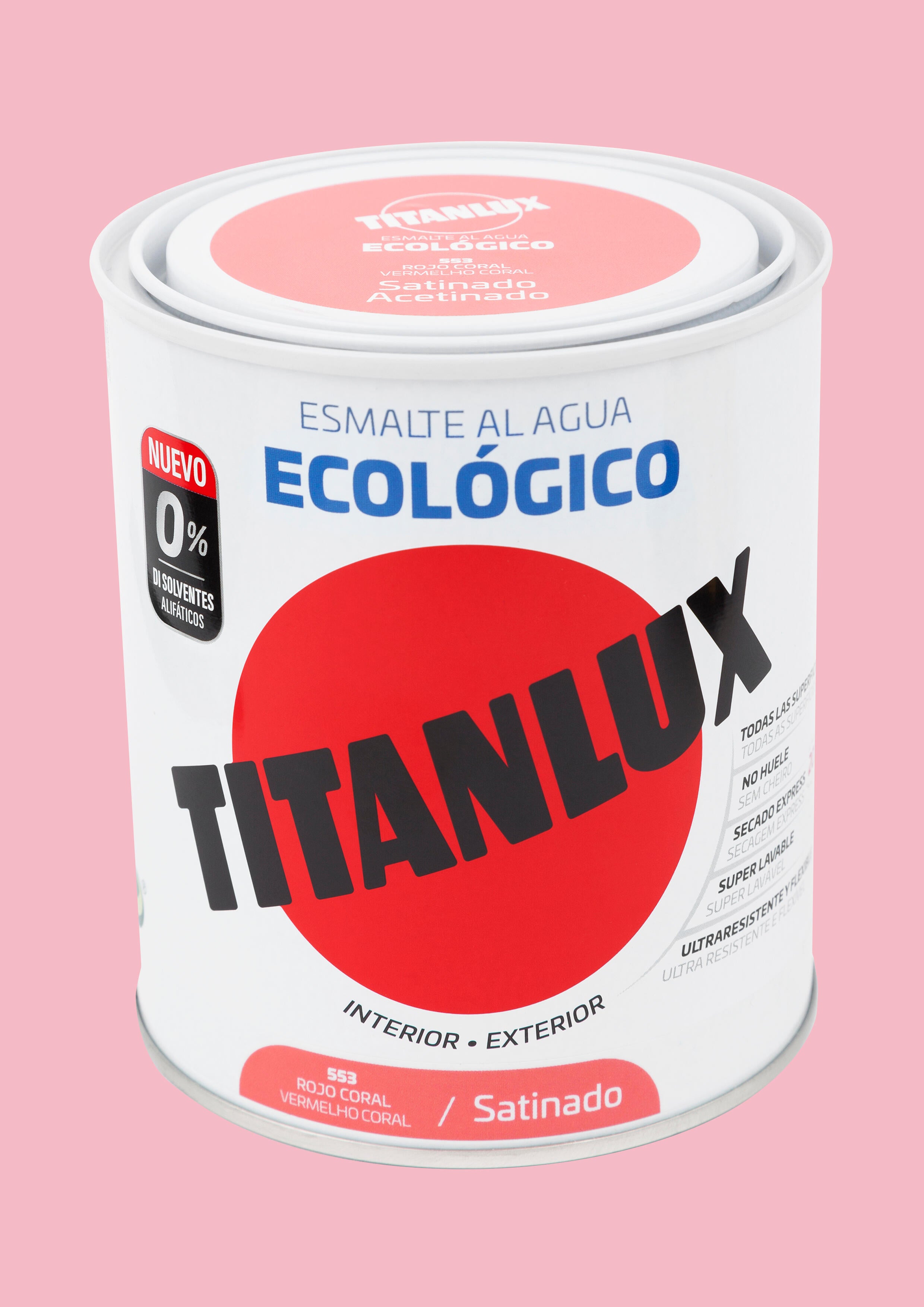 Esmalte interior al agua titanlux rojo coral satinado 0,75l