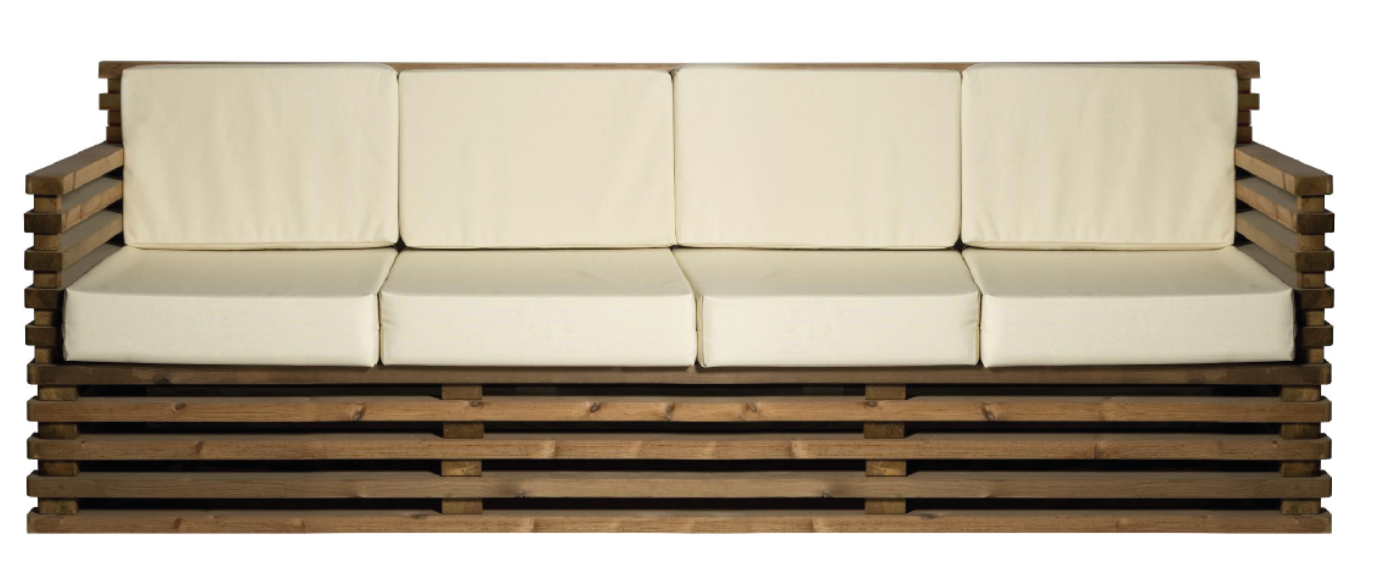 Sofá de madera 4 plazas relax marrón