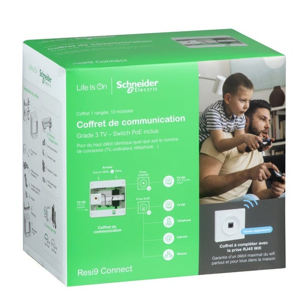 Connect Ce Module Coffret de communication 13 modules grade 3TV Resi9 Connect, SCHNEIDER ...