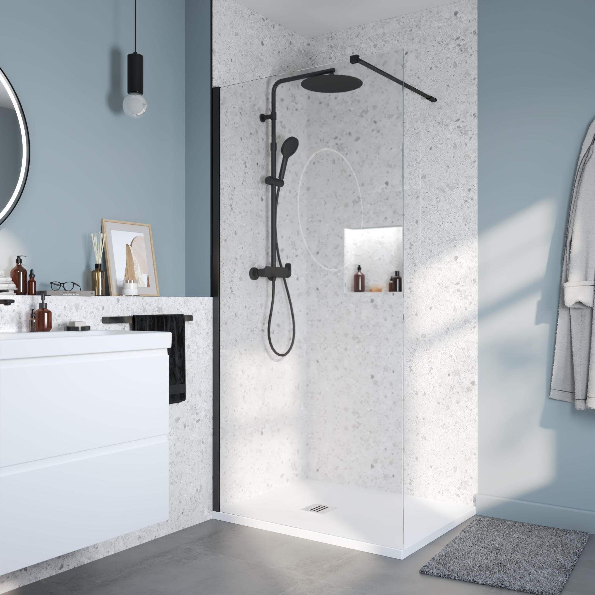 Kabina Walk-in Remix 100x200 transparentna profil czarny Sensea - 4