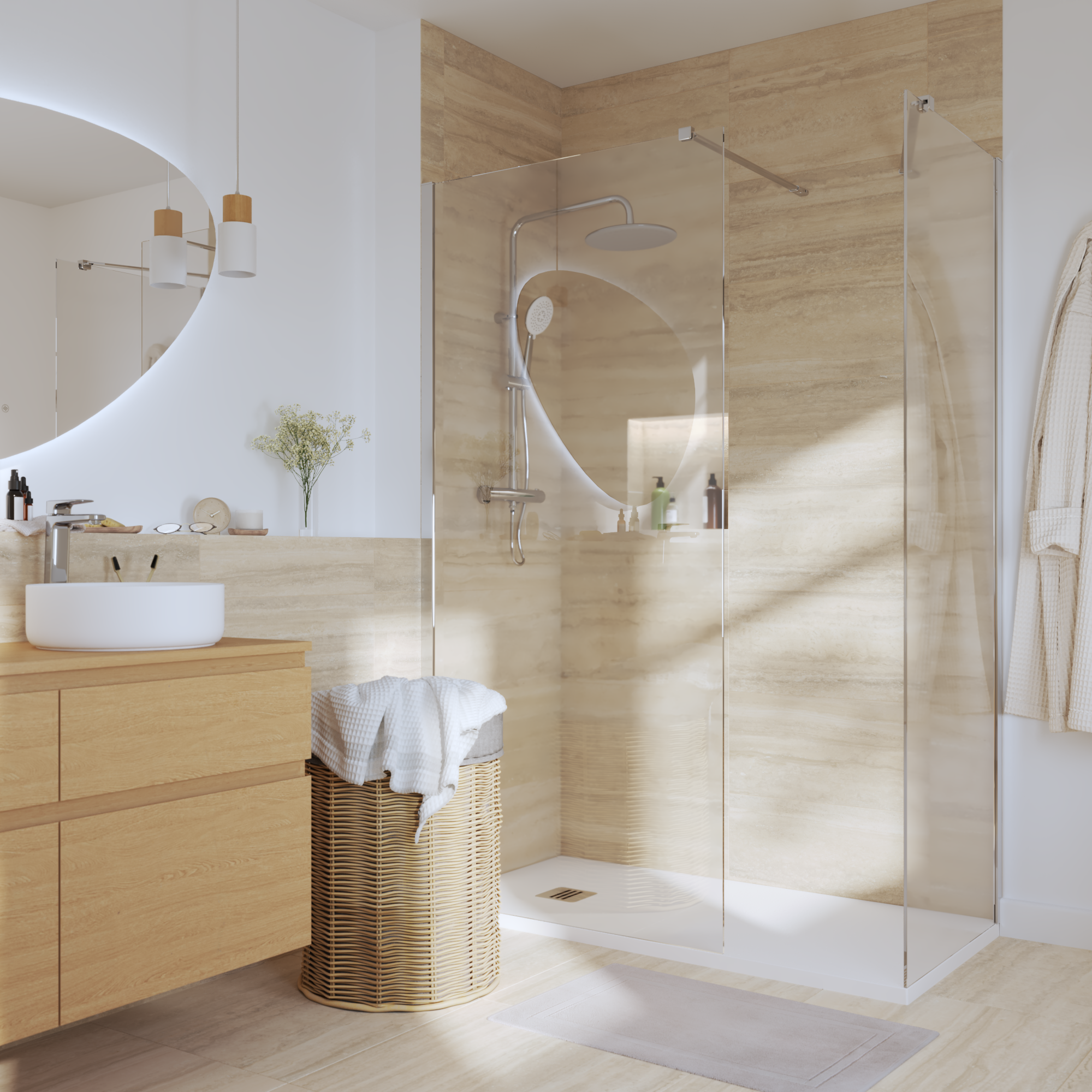 Kabina Walk-in Remix 90x200 transparentna profil chromowany Sensea - 4