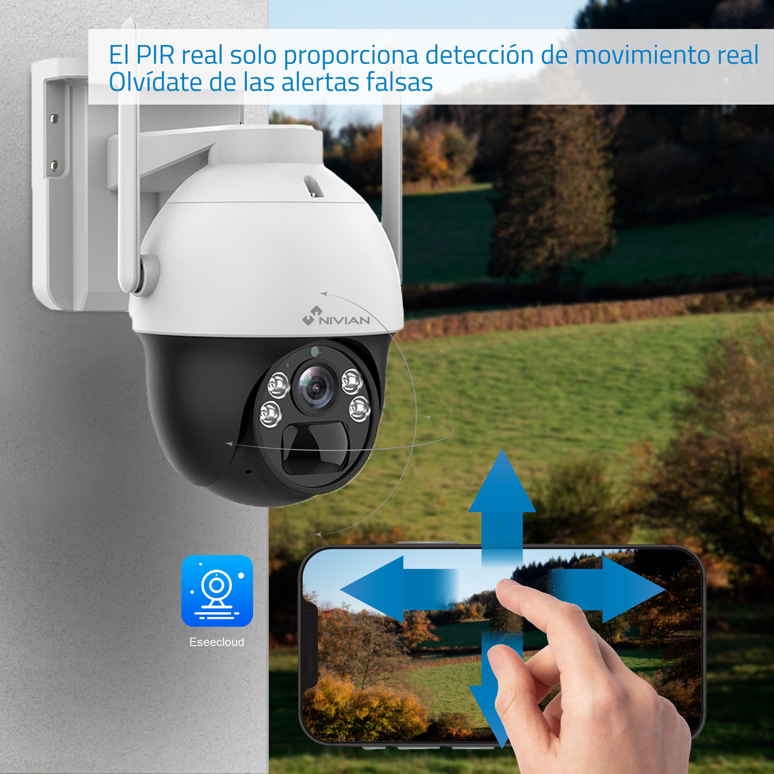 Cámara de vigilancia 4G motorizada a bateria NIVIAN con panel solar - 6