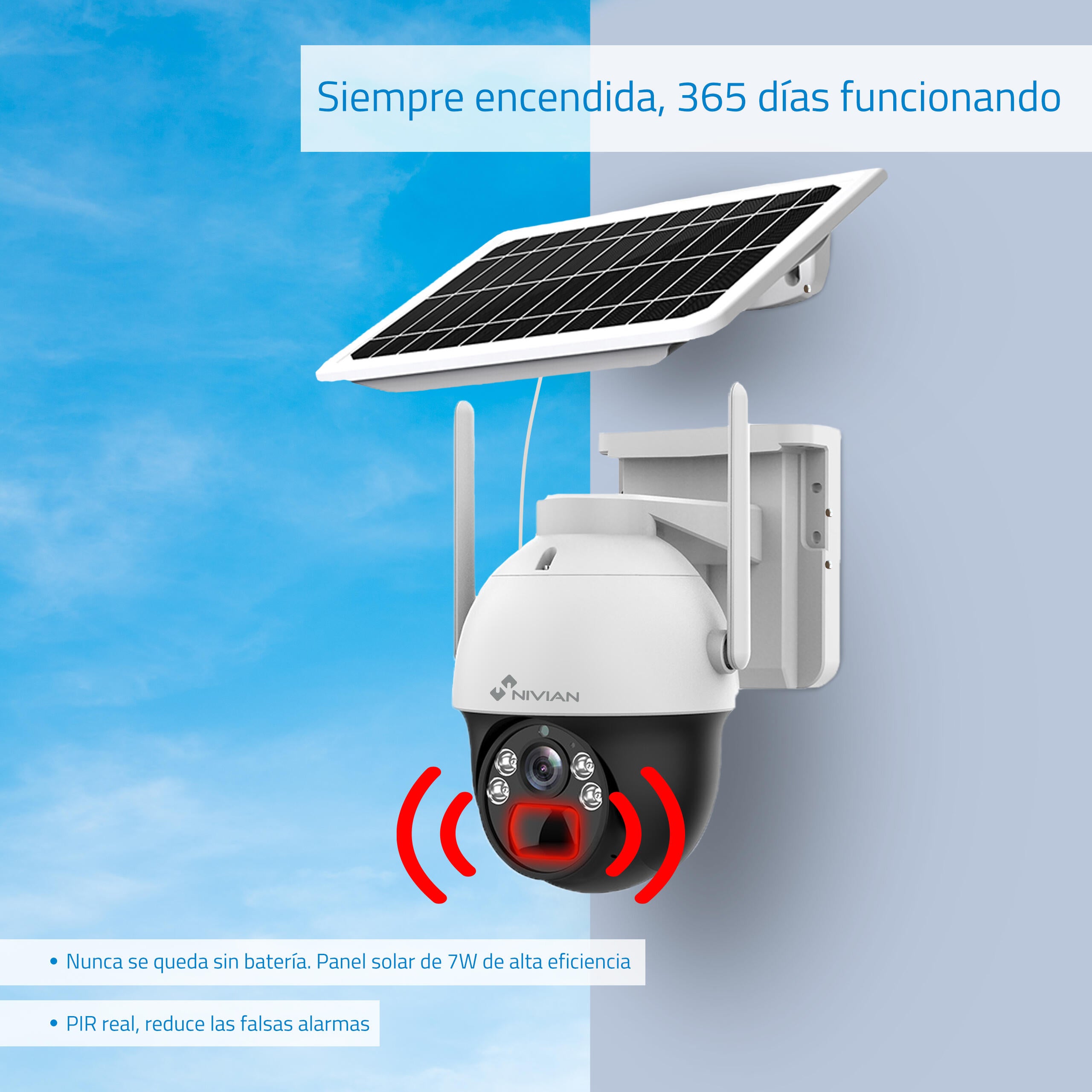 Cámara de vigilancia 4G motorizada a bateria NIVIAN con panel solar - 5