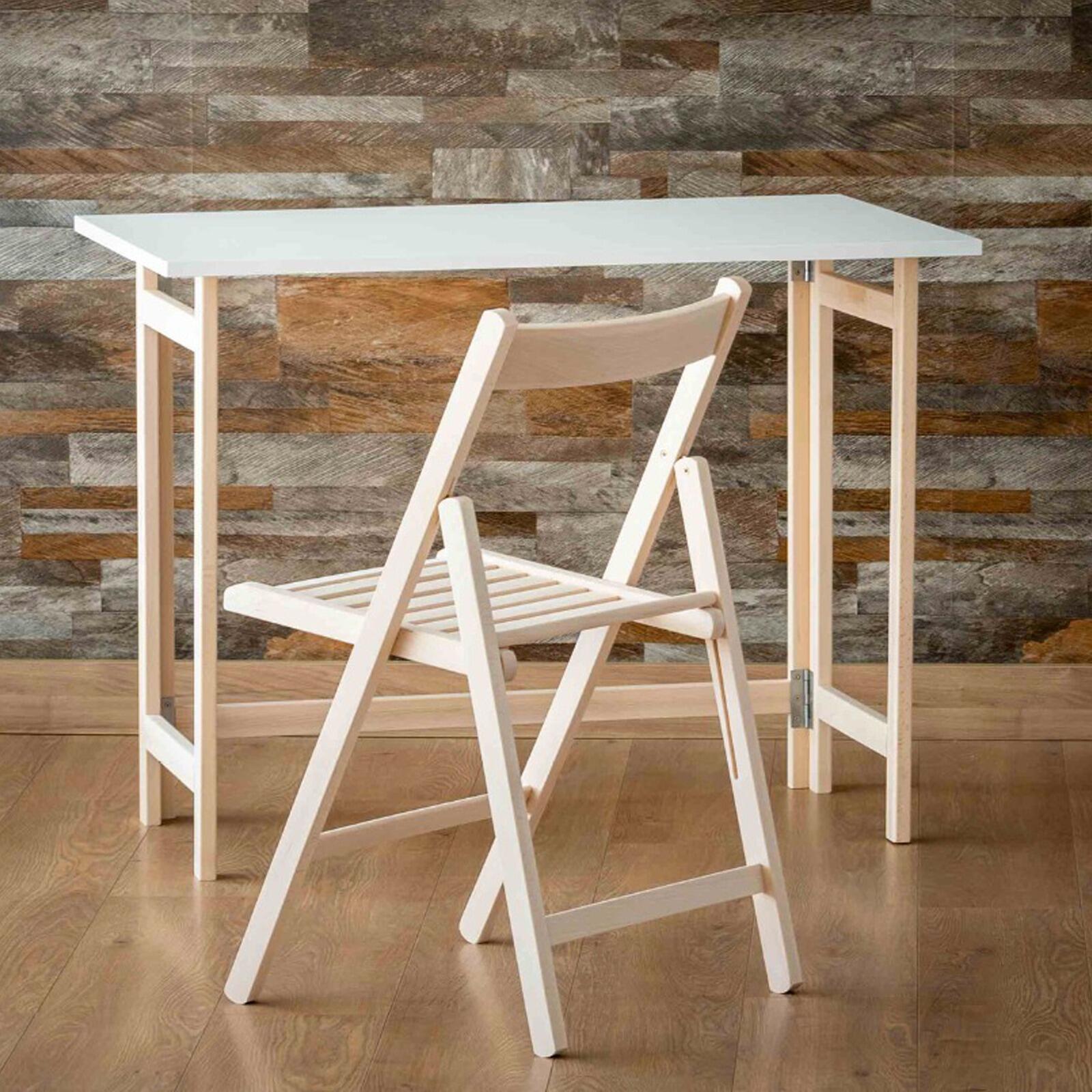 Mesa de escritorio plegable madera blanca plegable 100 x 75 x 60 cm