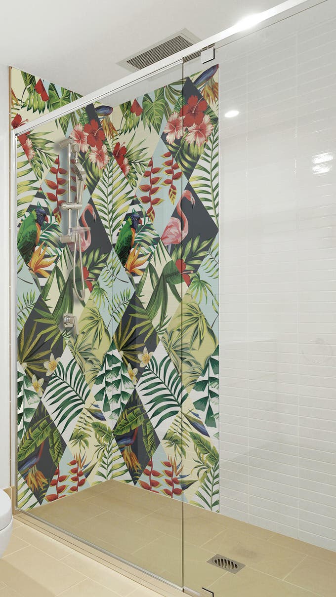 Papel pintado en la ducha