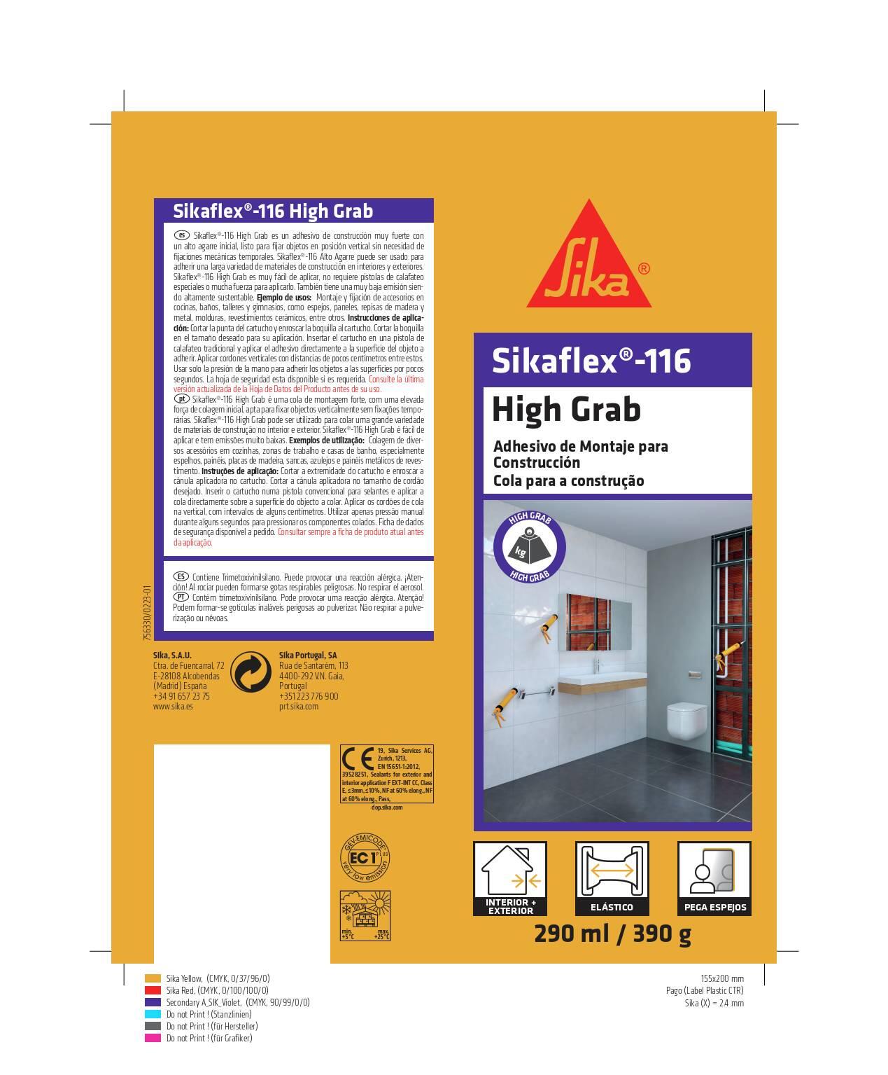 Adhesivo SIKAFLEX-116 HIGHGRAB 290ml blanco - 3