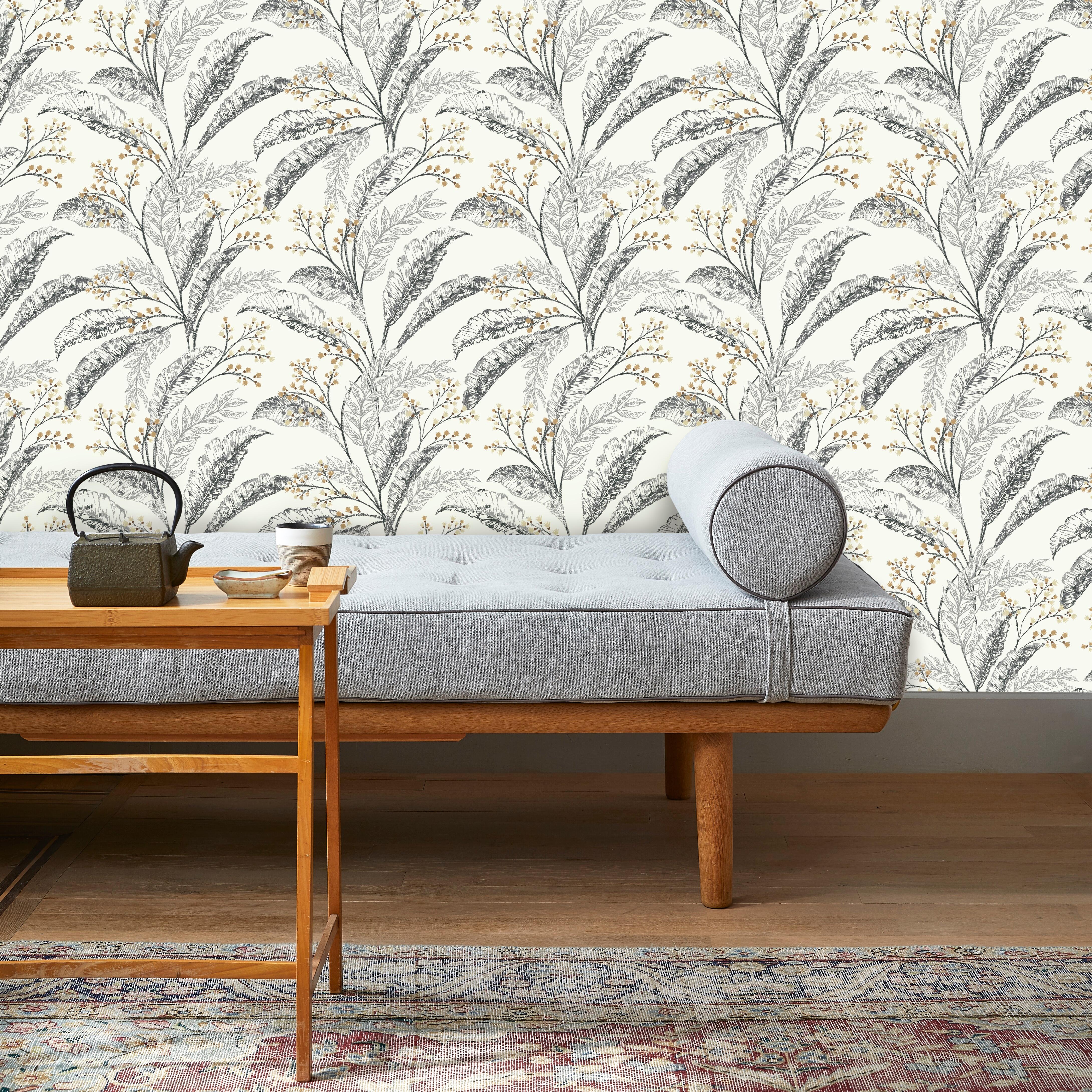 Papier peint intissé Feuilles nava INSPIRE gris - 3