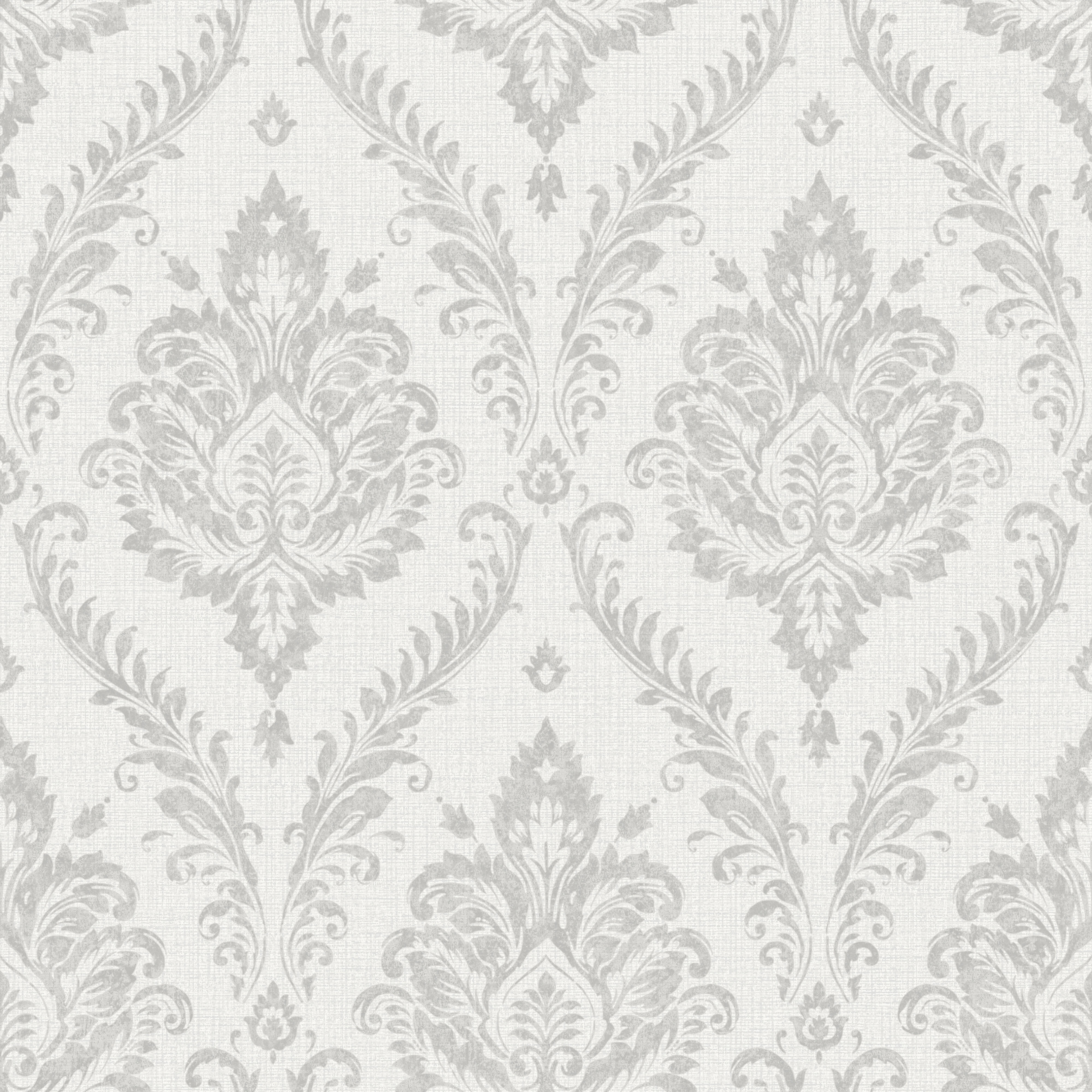 Papel pintado vinilo aplicación cola en pared Naturaleza Damásco elegant gris  GRANDECO 53cmx10m lavable - 3