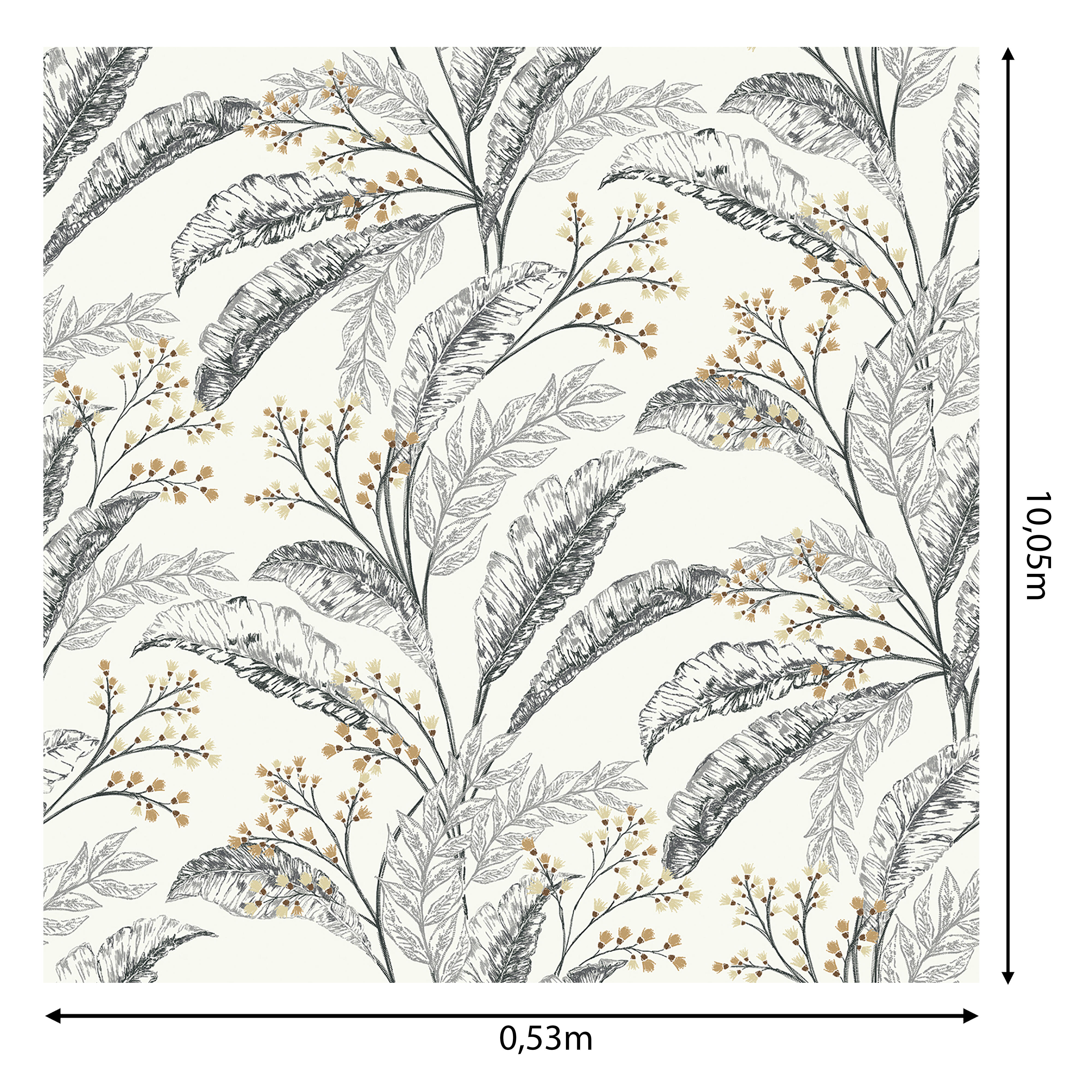 Papel pintado vinilo aplicación cola en pared Floral vegetal Nava beige  INSPIRE 53cmx10.05m lavable - 5