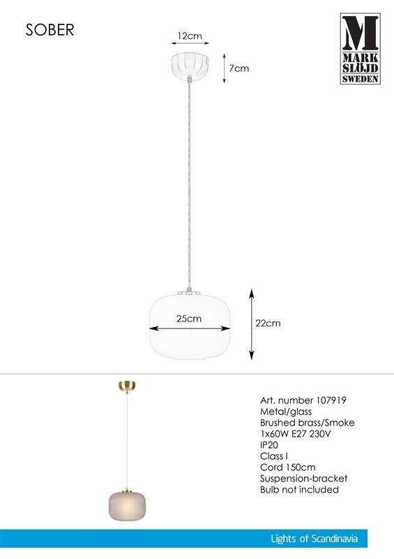 Lampa wisząca szaro-złota E27 Sober - 3