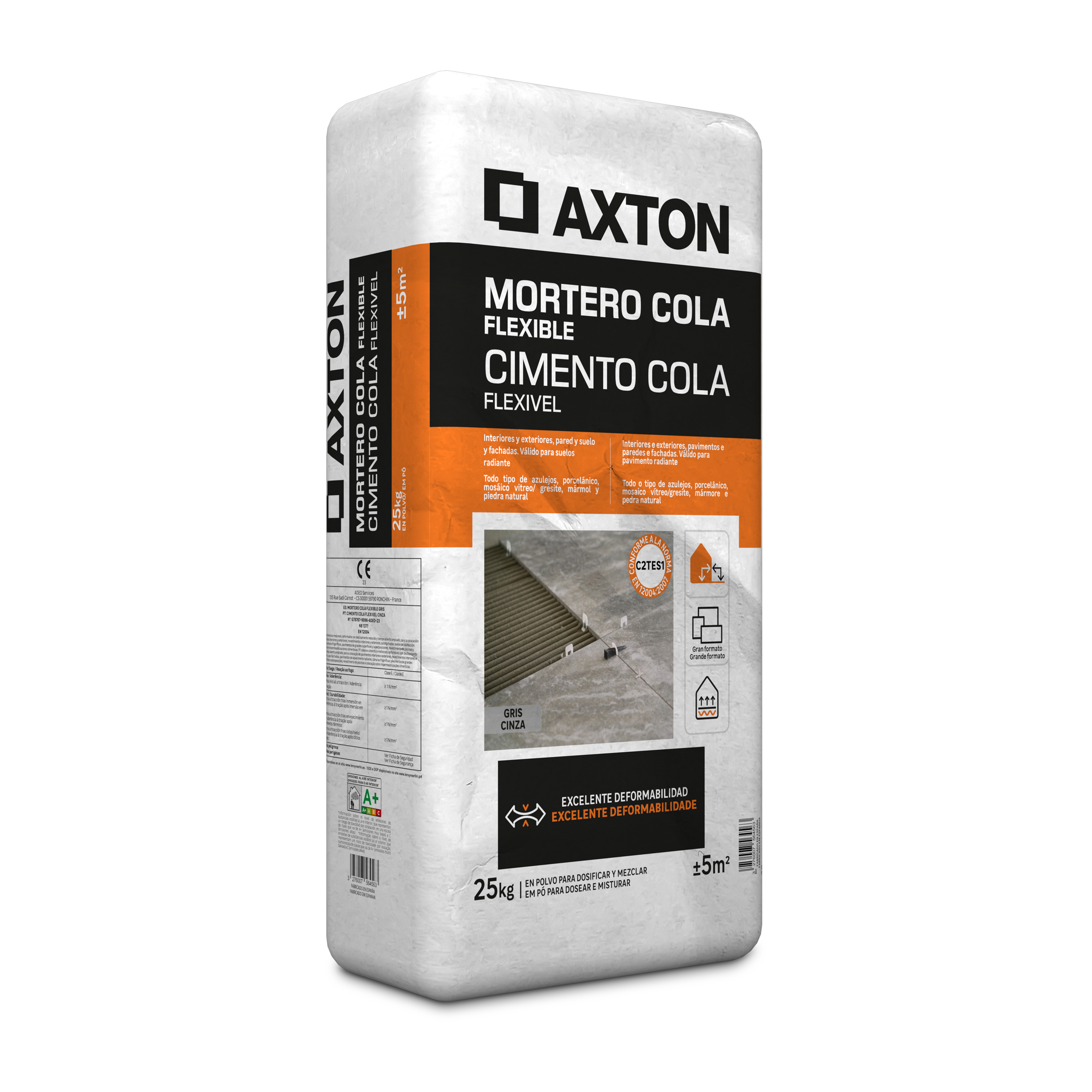 Cimento cola AXTON flex cinza 25kg - 2