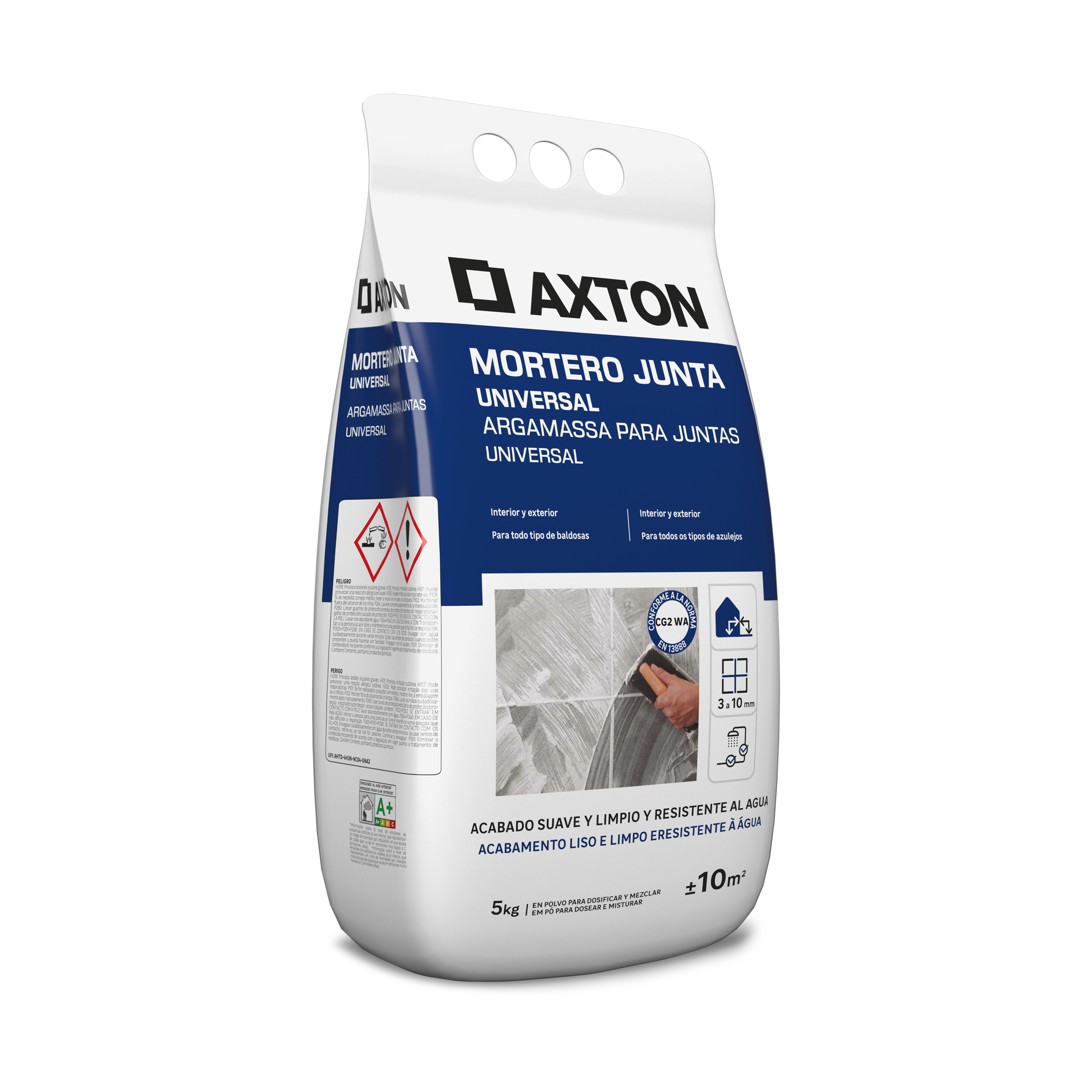 Mortero para juntas universal axton blanco 5kg