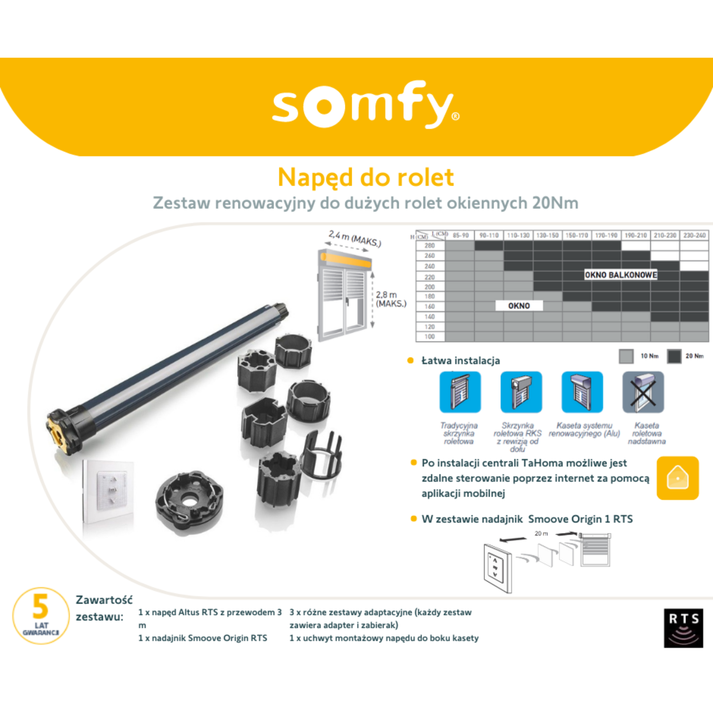 Zestaw napęd do rolet 20 Nm SOMFY - 3