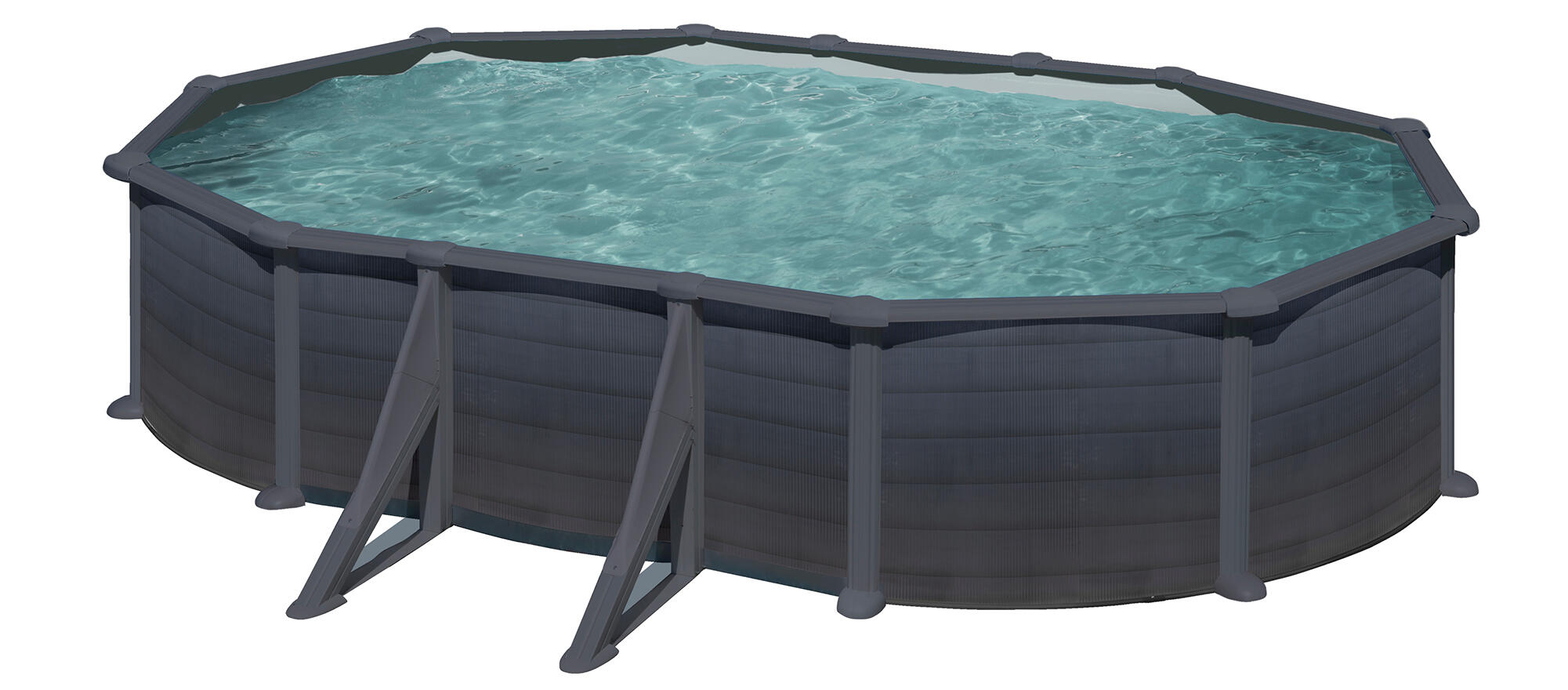 Piscina Desmontable Capri De Acero Grafito Ovalada Gre 6,1 X 3,75 X 1,32 M