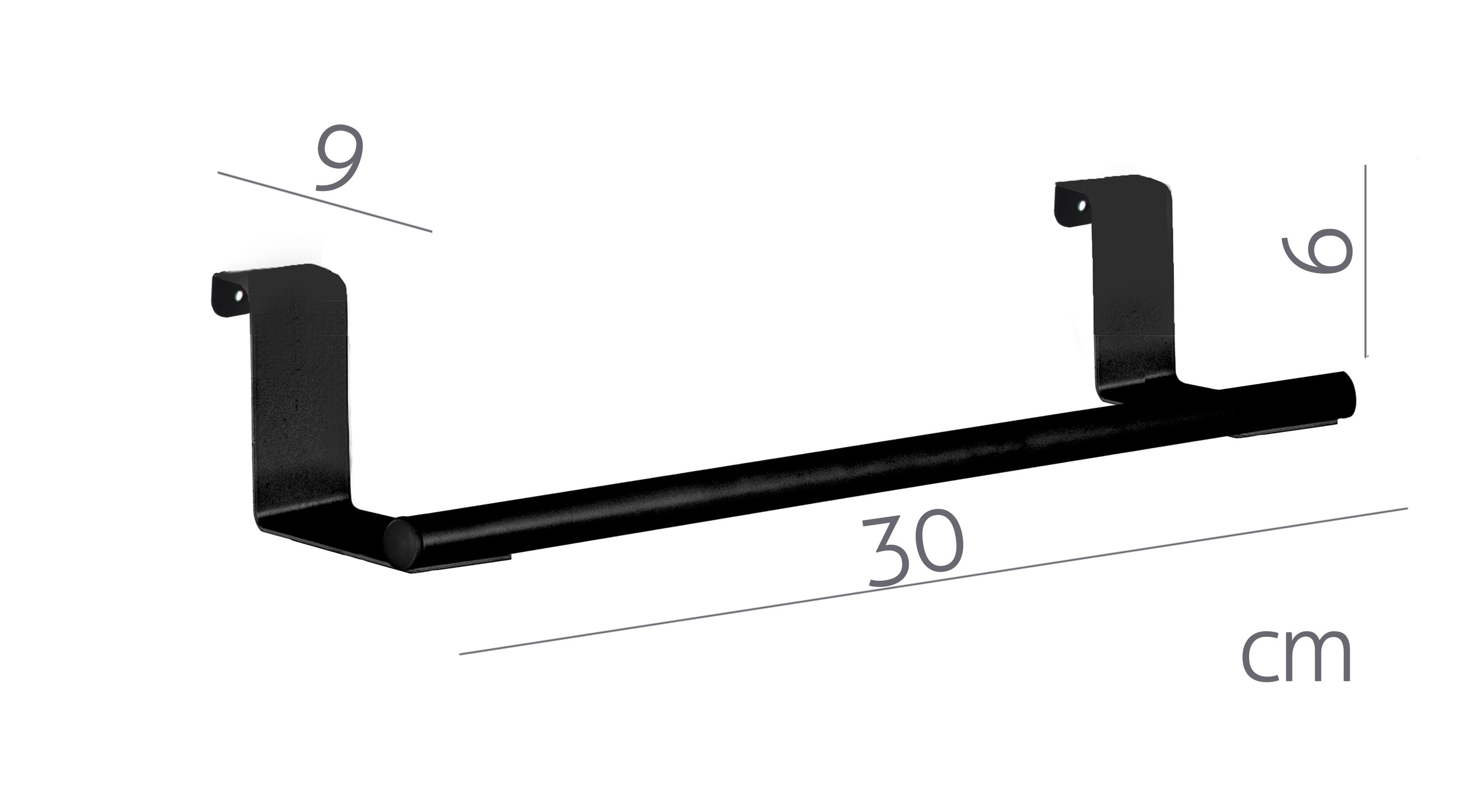 Toallero de barra negro mate para colgar 27x6x9 cm - 6